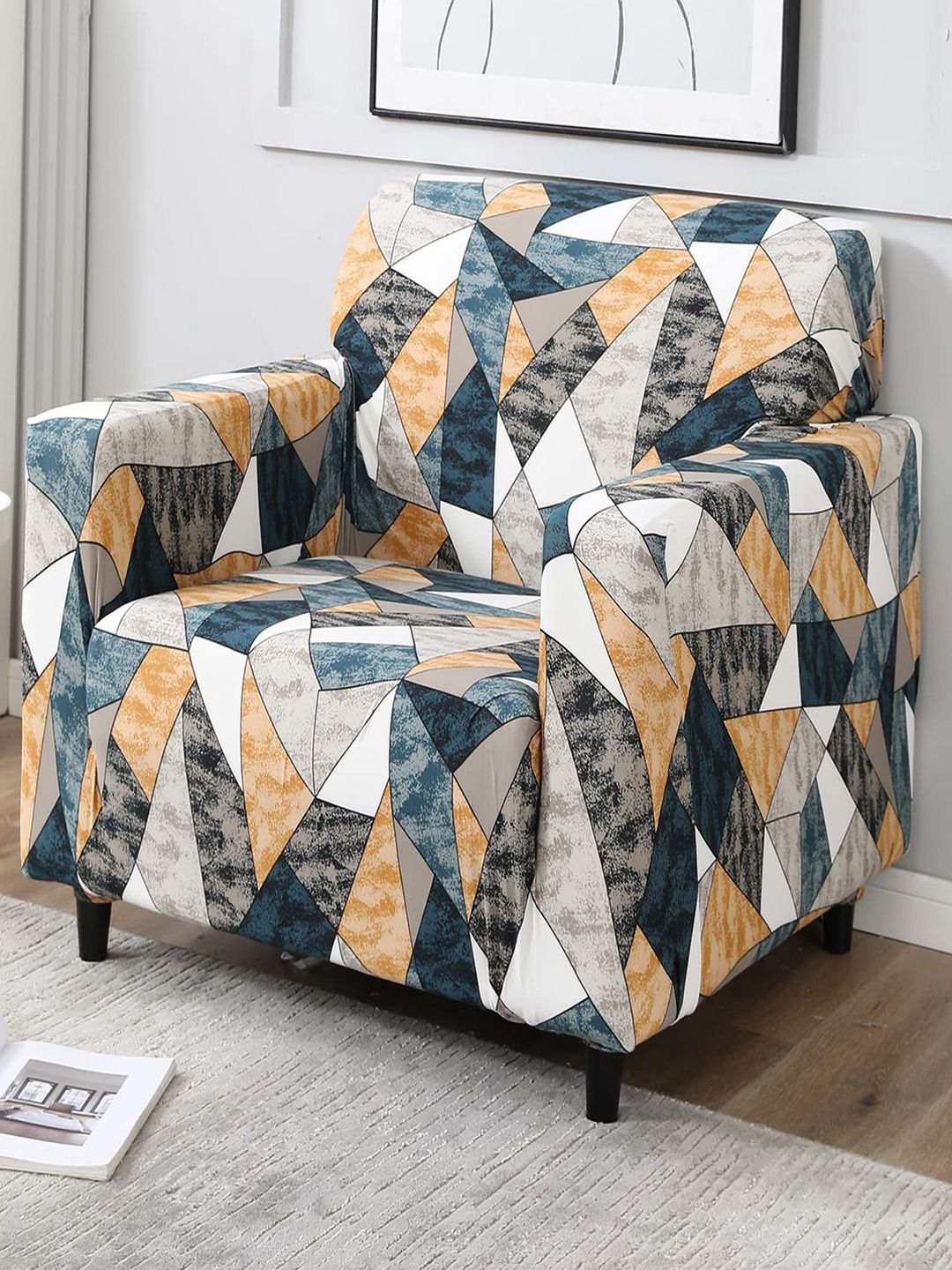 HOKIPO Elastic Stretchable Polyester Straight Single Seater Sofa Cover-55x20x35In
