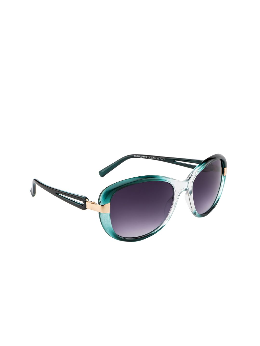 DressBerry Women Grey Lens & Green Oval Sunglasses with UV Protected Lens DB-P8560-C5