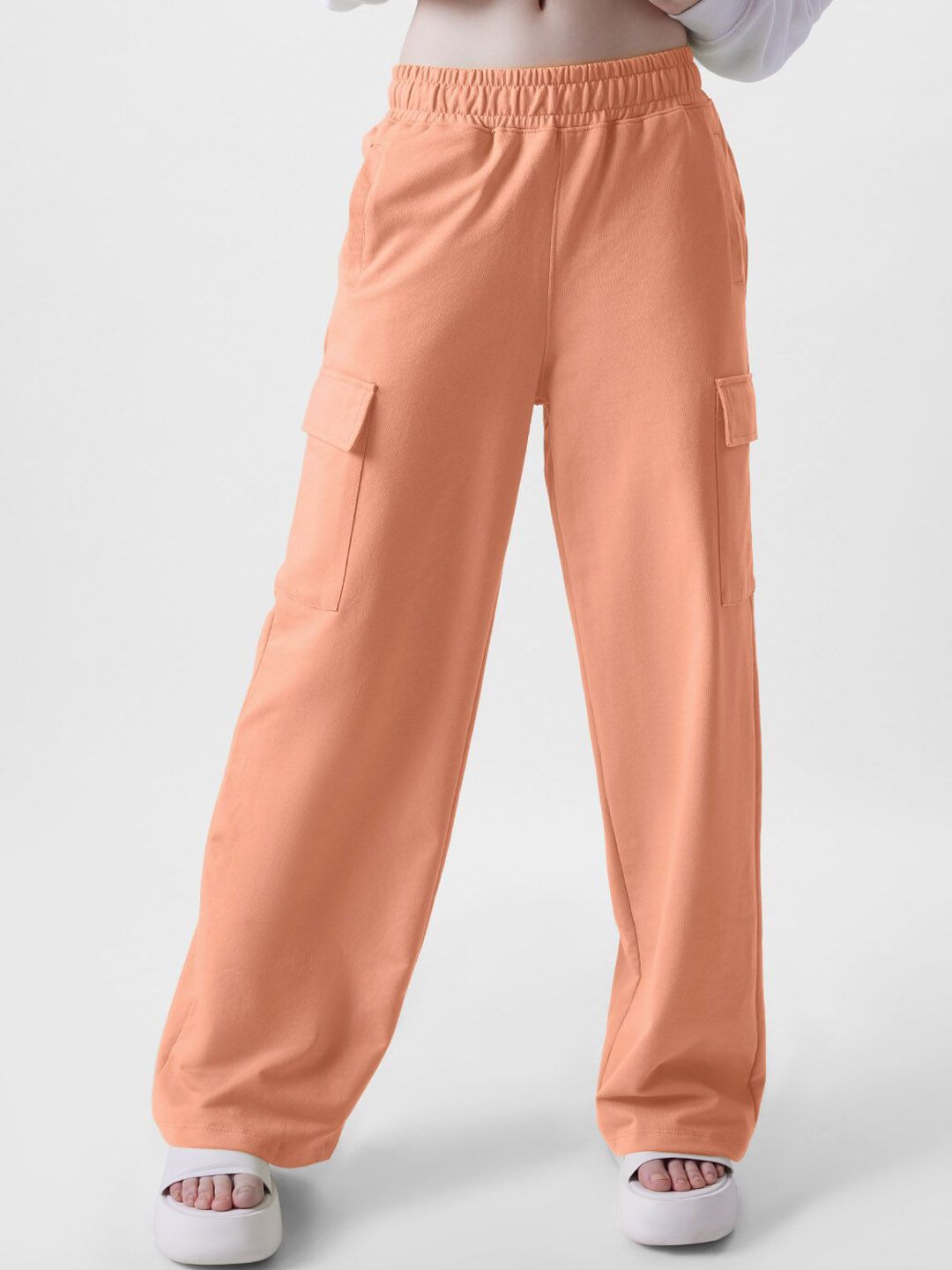 The Souled Store Women Peach Mid-Rise Cotton Cargos Price in India