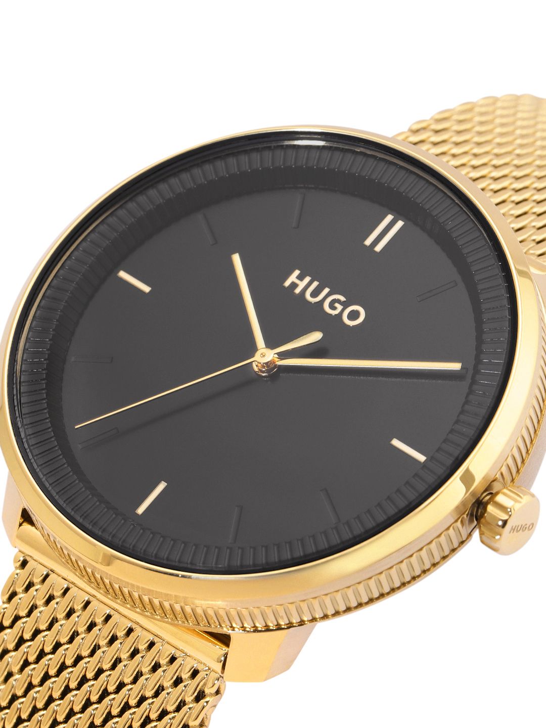 HUGO Orologio Unisex Con Set Cinturino Intercambiabile: Pelle Nera E Bracciale Oro - Modello 1520026