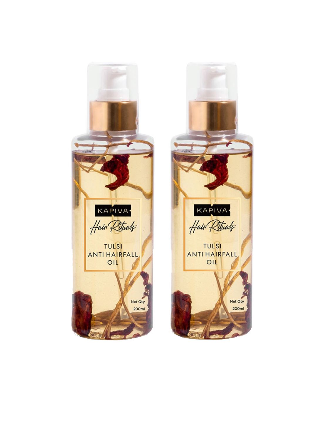 Kapiva Set Of 2 Hair Rituals Tulsi Anti-Hairfall Oil with Bhringraj & Mulethi - 200ml Each