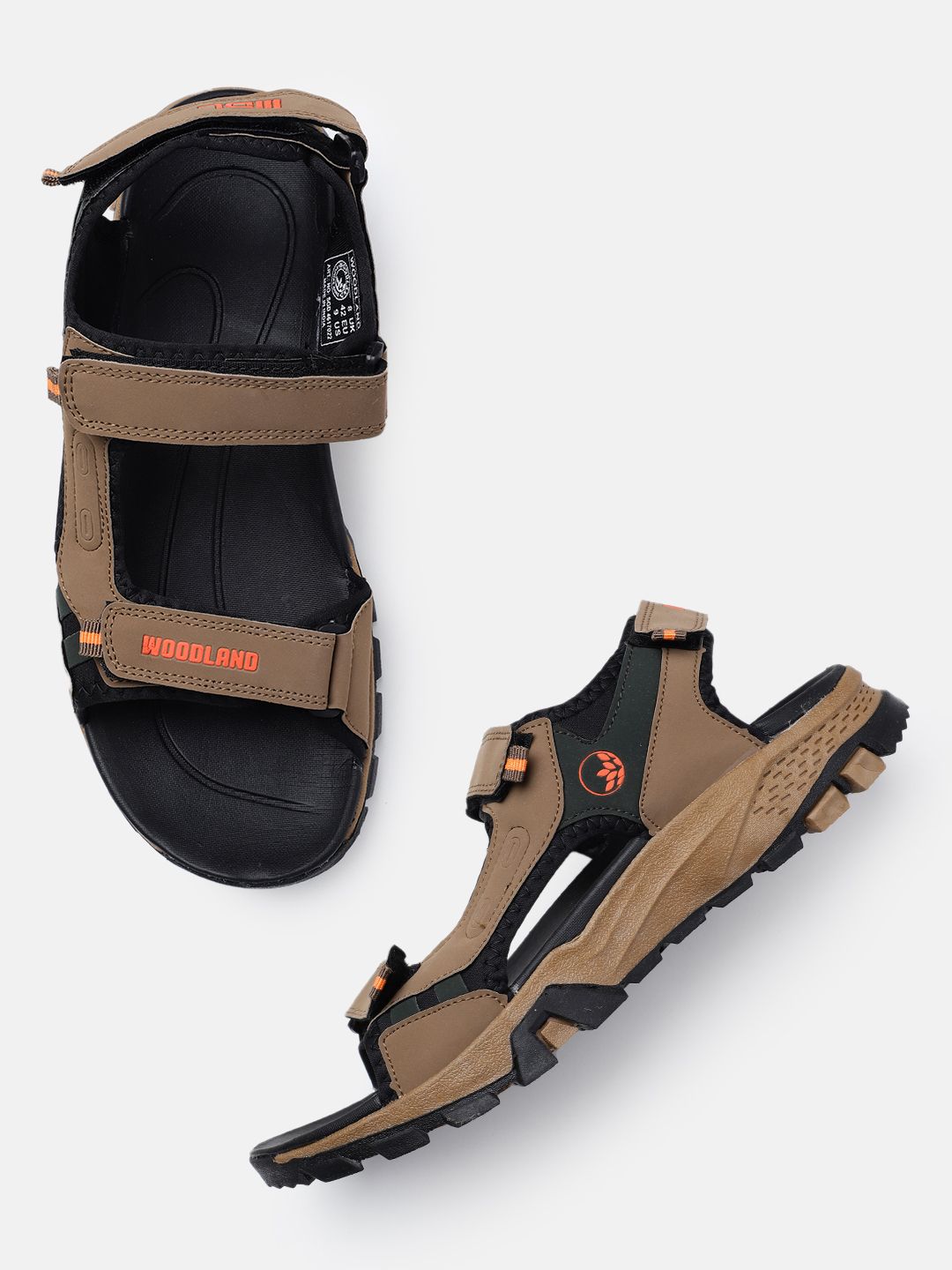Woodland Men Brand Logo Print Leather Sports Sandals
