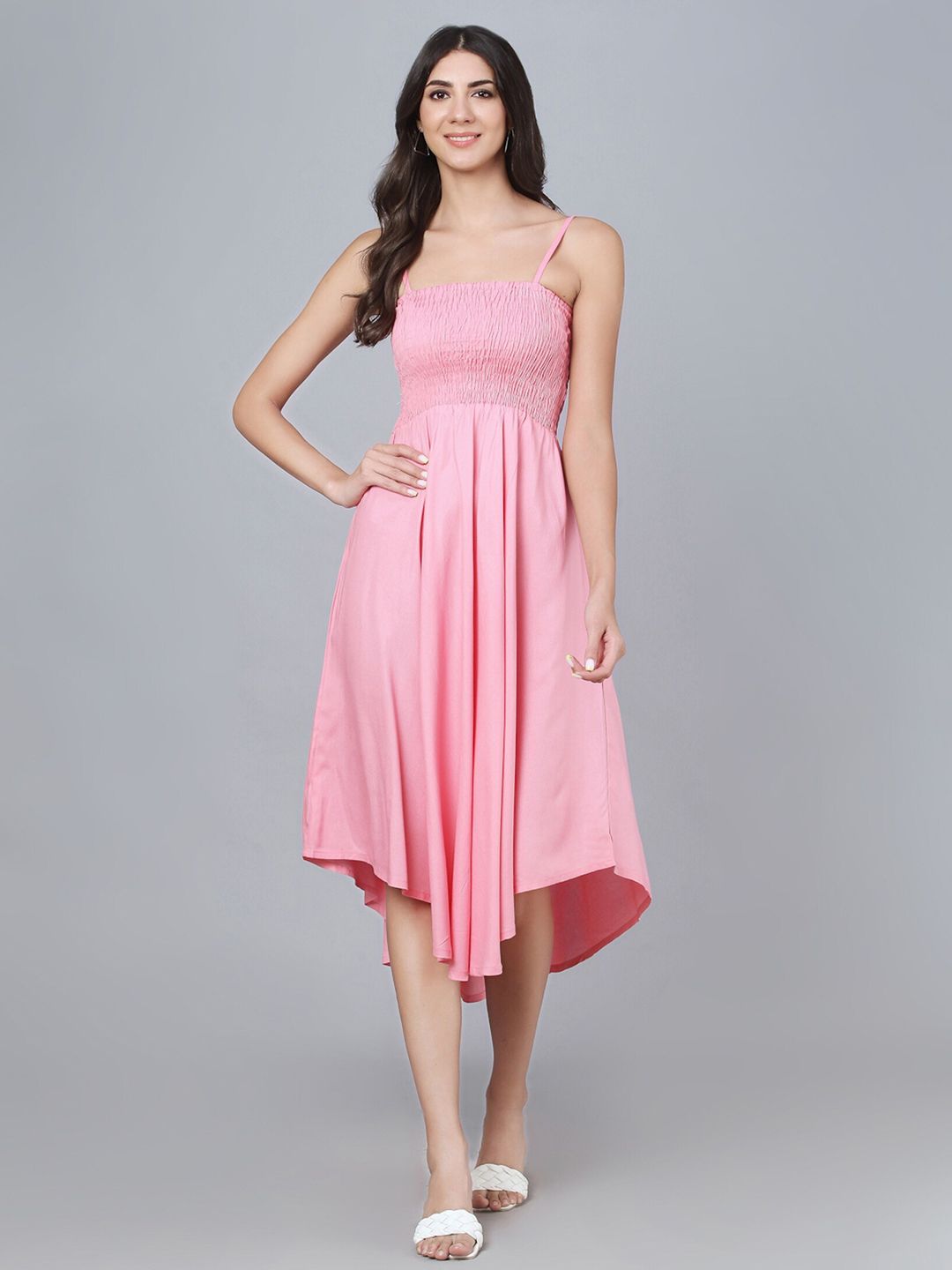 KALINI Pink Fit & Flare Midi Dress Price in India