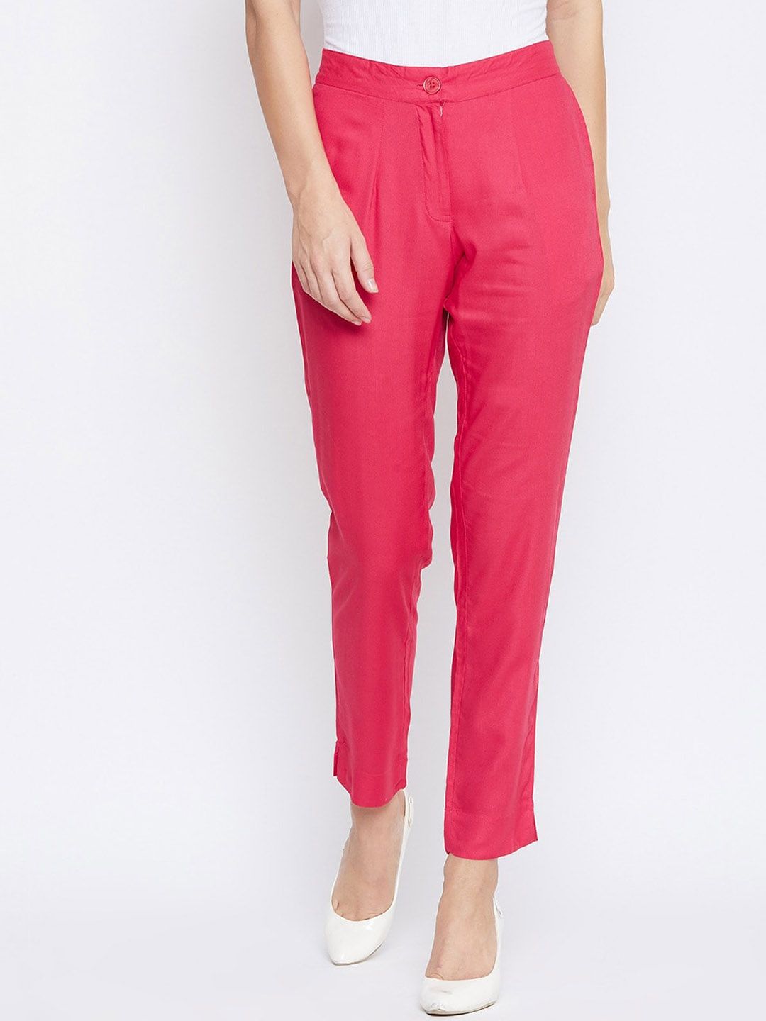 SUTI Women Pink Comfort Slim Fit Trousers Price in India