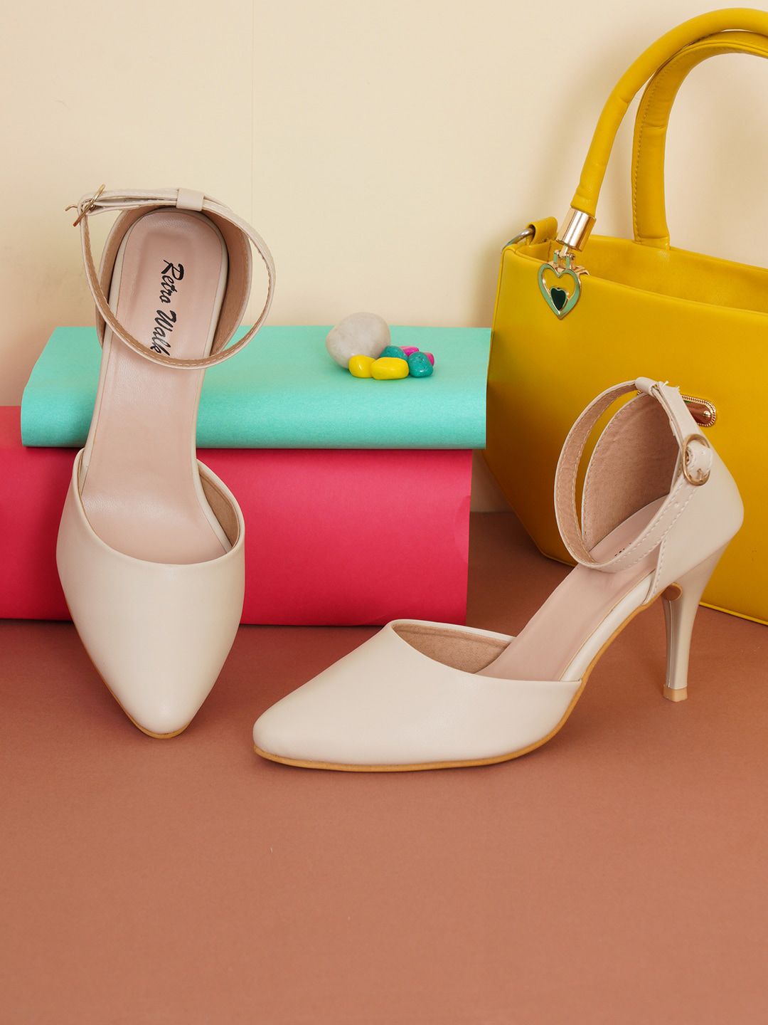 Retro Walk Pointed Toe Slim Heels With Ankle Loop