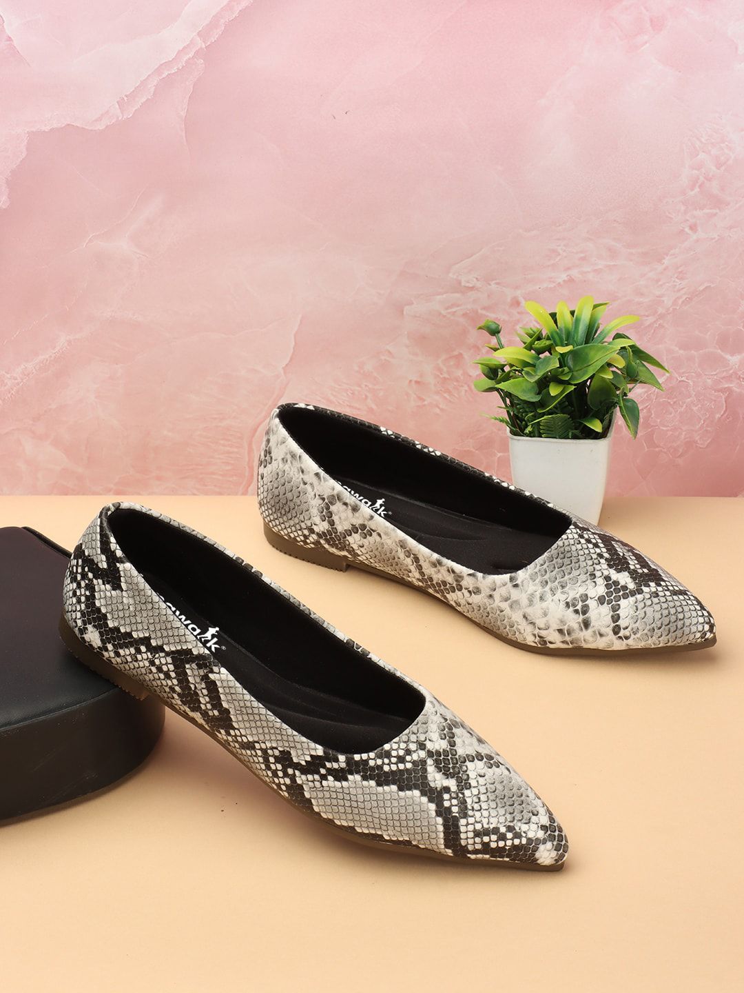 Longwalk Pointed Toe Printed Ballerinas