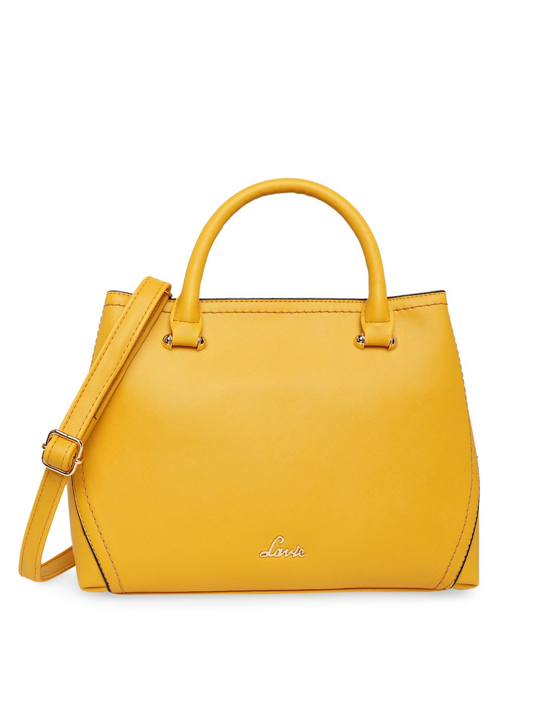 Lavie Women Mustard Yellow Solid Handheld Bag Price in India