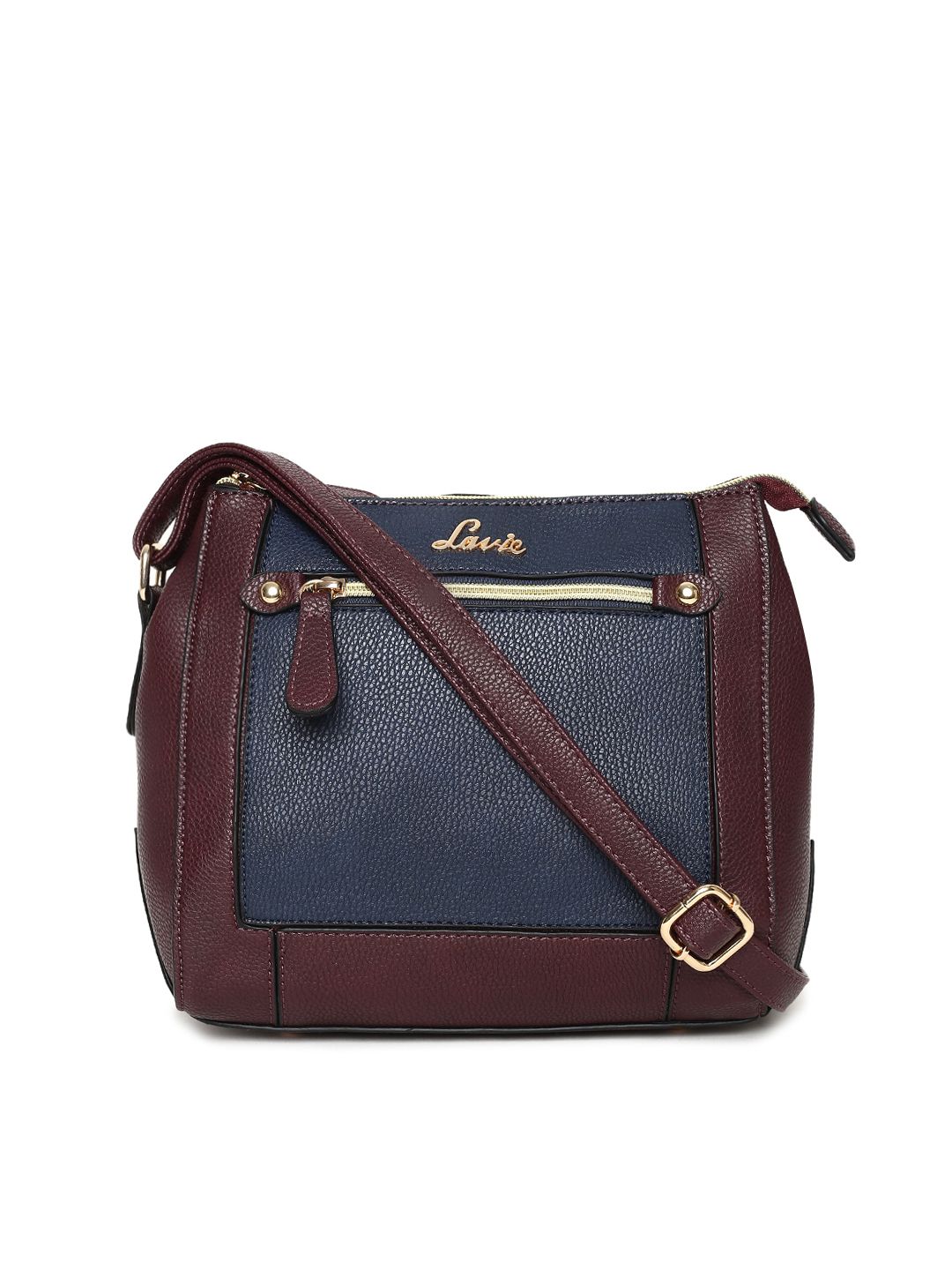 Lavie Purple & Navy Blue Colourblocked Sling Bag Price in India