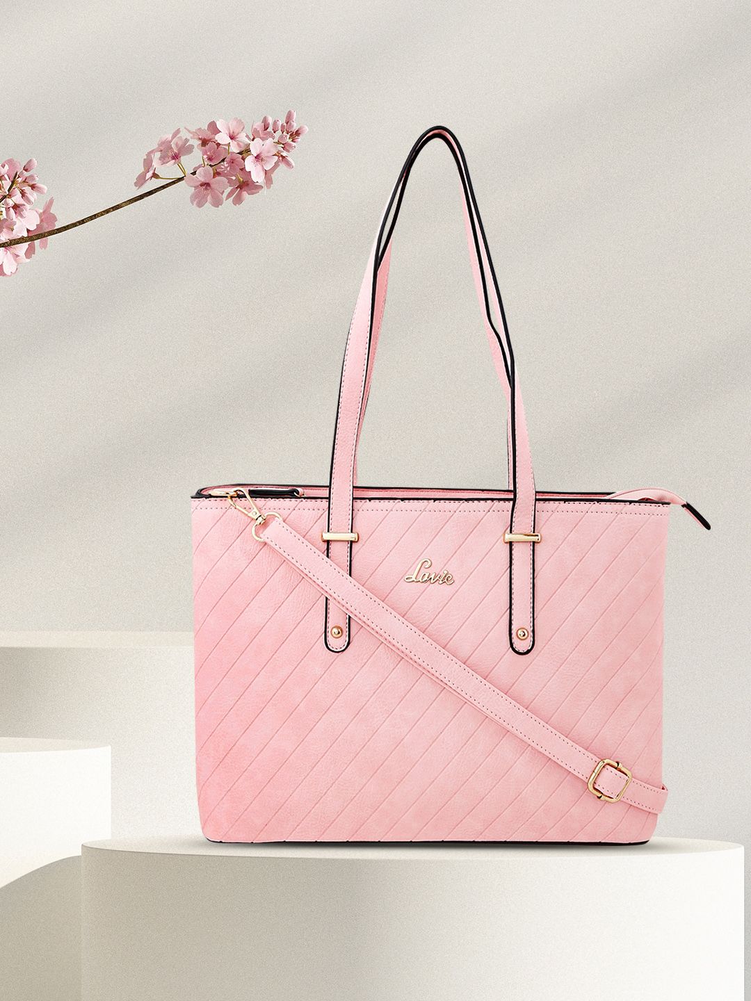 Lavie Pink Self Design Shoulder Bag Price in India