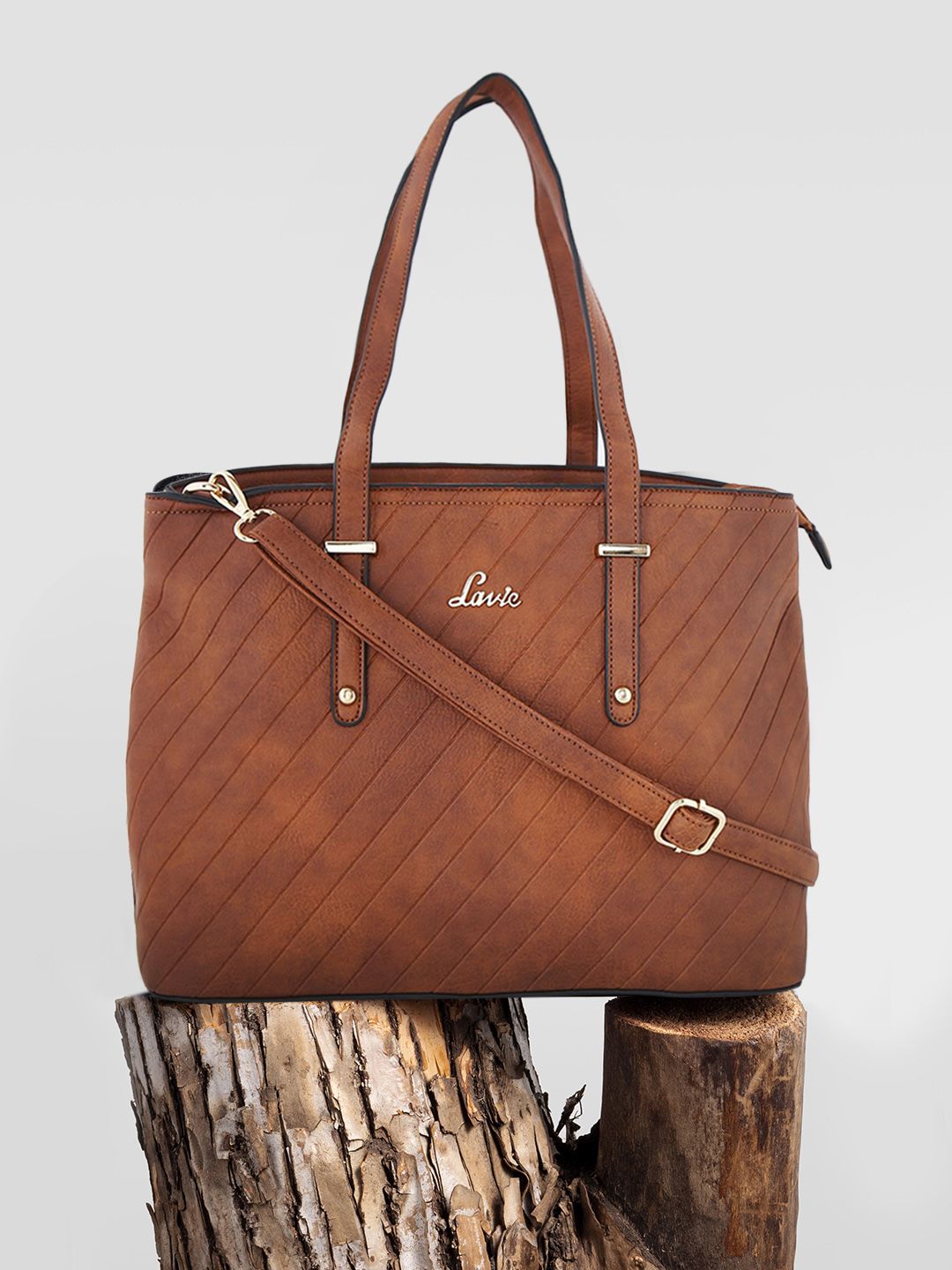 Lavie Brown Self Design Shoulder Bag Price in India
