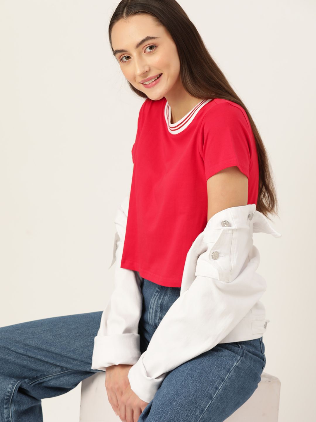 DressBerry Pure Cotton Boxy Cropped T-shirt Price in India