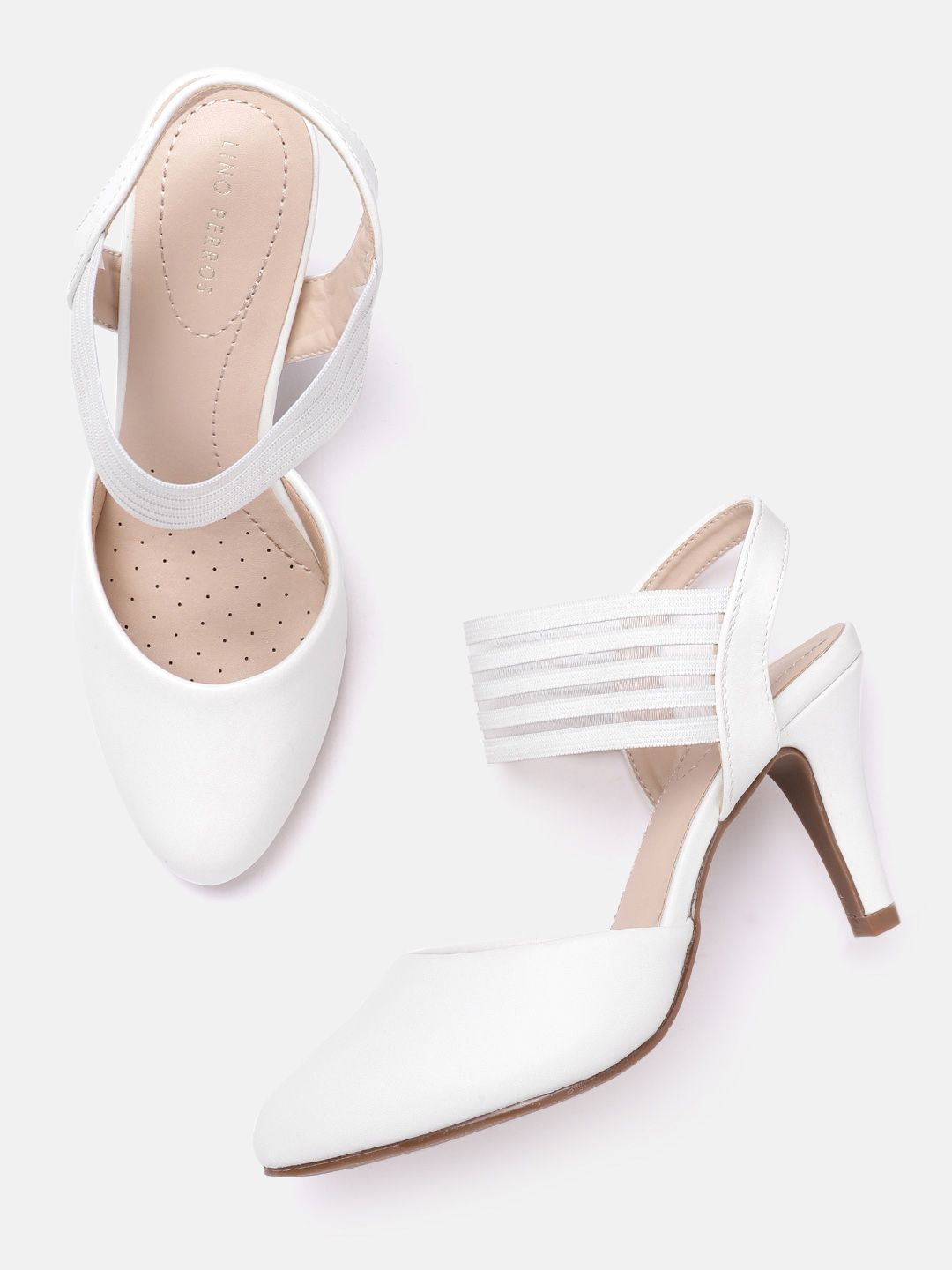 Lino Perros White Slim Heeled Pumps