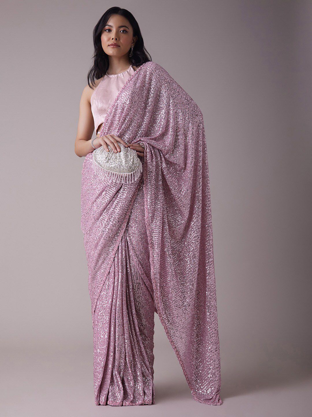 KALKI Fashion Embellished Beads & Stones Net Saree Price in India