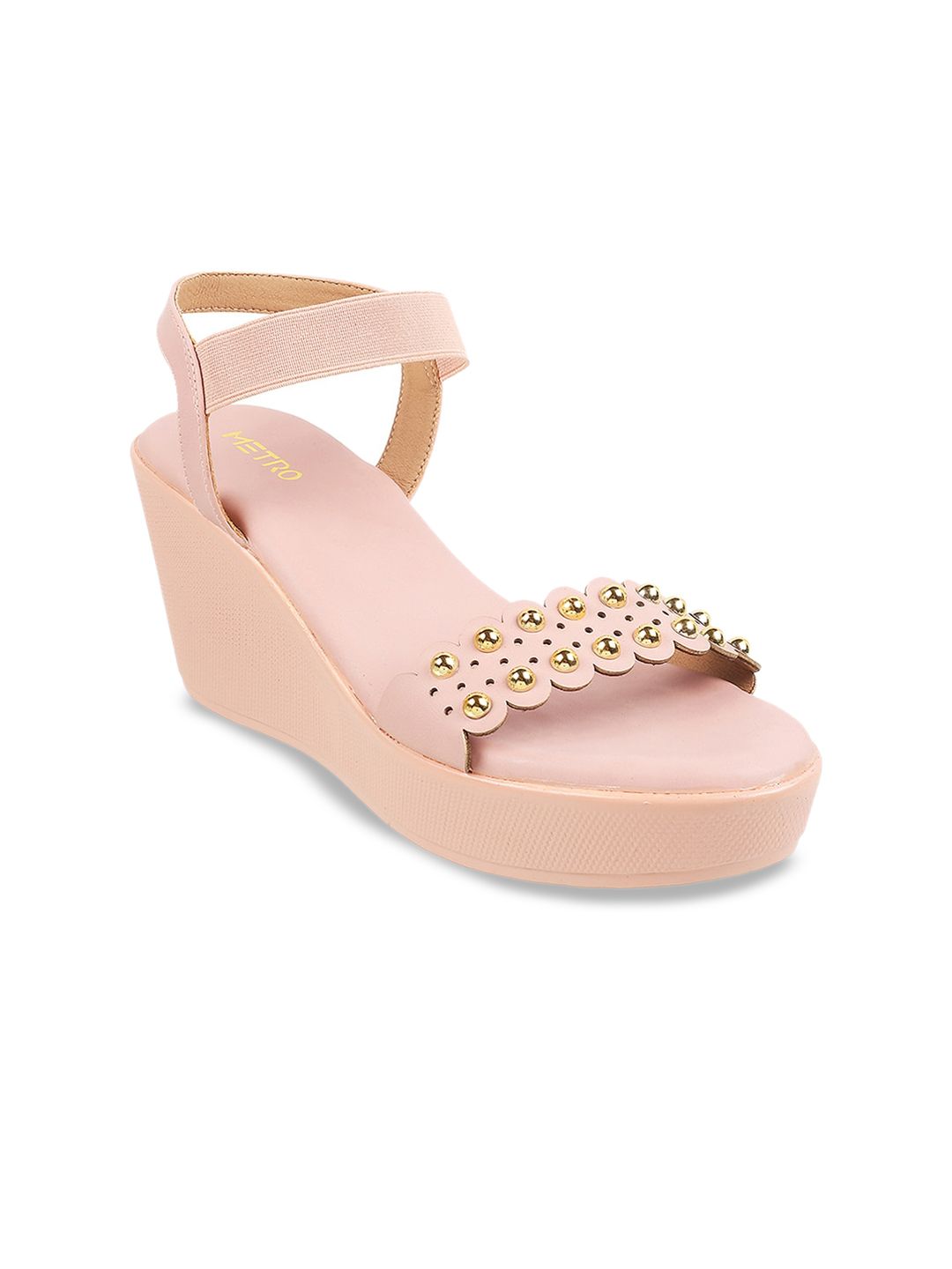 Metro Studded Open Toe Wedge Heels