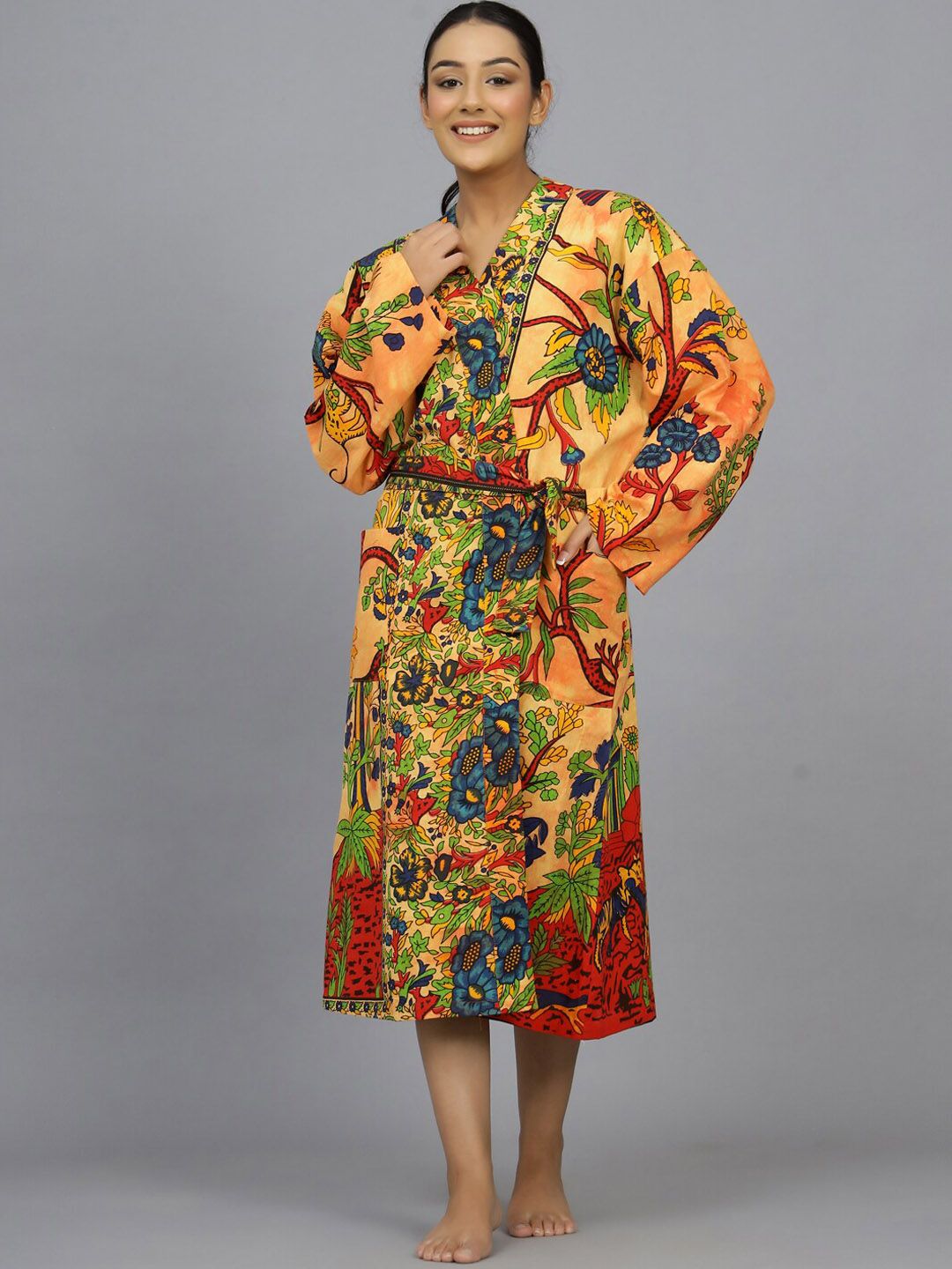 HANDICRAFT PALACE Printed Pure Cotton Bath Robe