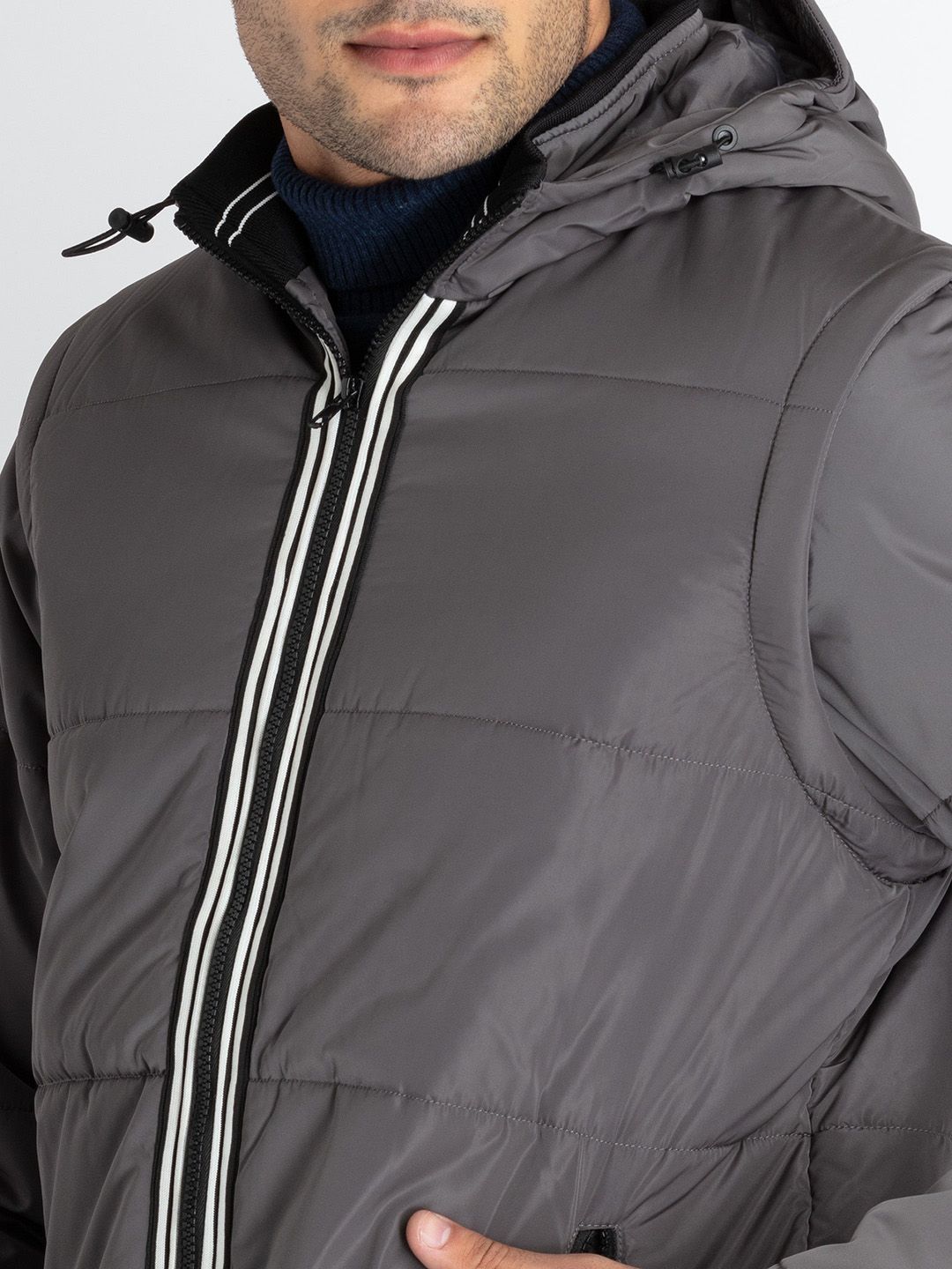 Buy Status Quo Zip Detail Padded Jacket With Detachable Sleeves