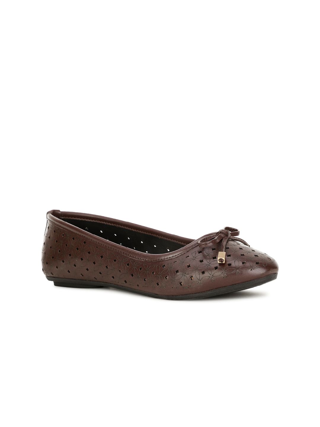 Bata Bow Embellished Laser Cut Ballerinas