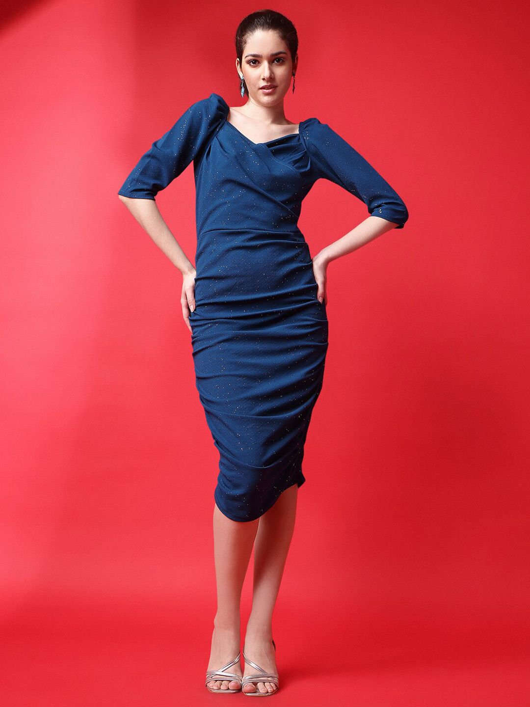 BAESD Blue Sheath Midi Dress Price in India