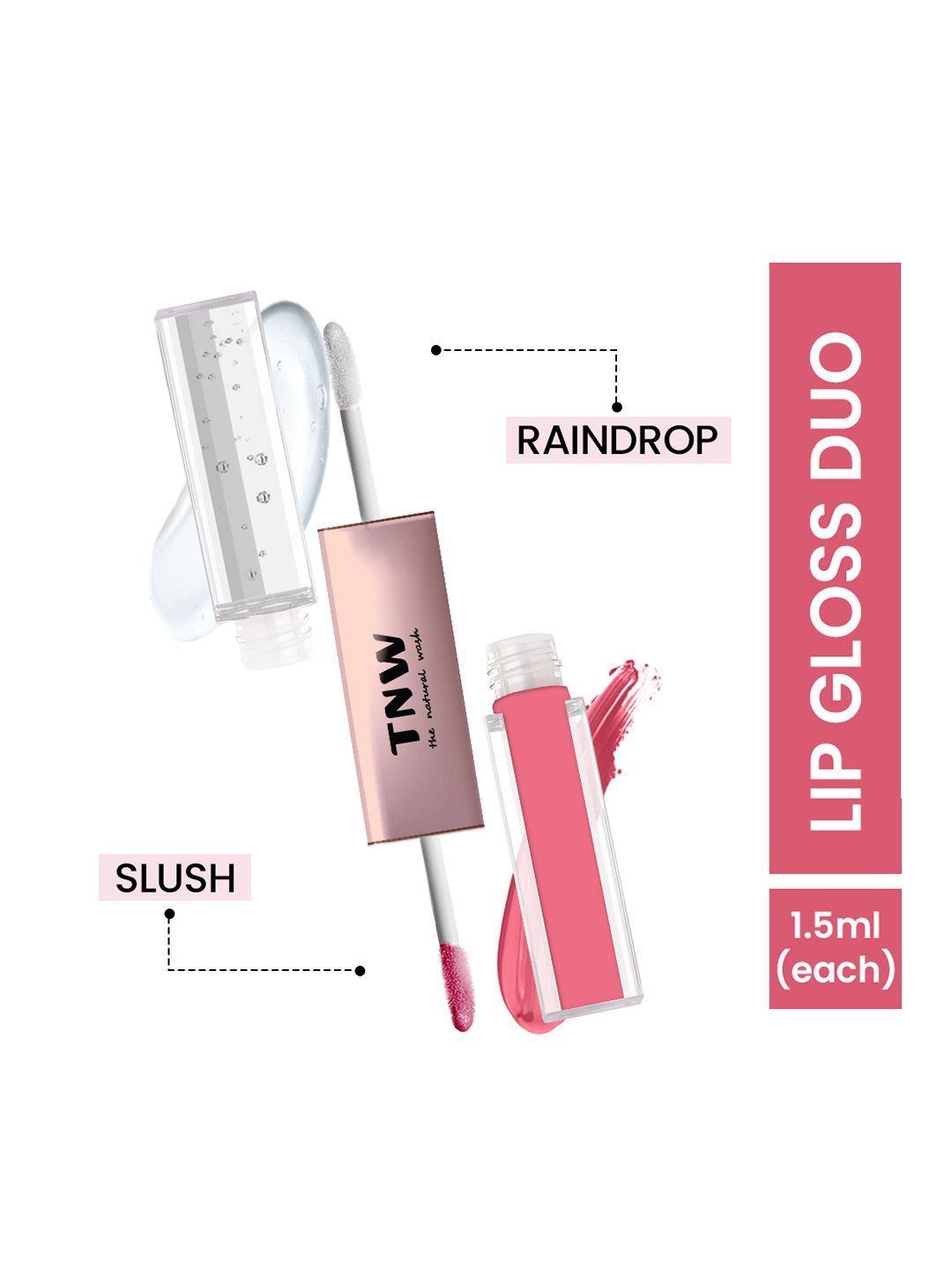 TNW the natural wash Set Of 2 Gloss To Glam Nourishing Lip Gloss 3ml - Raindrop & Slush