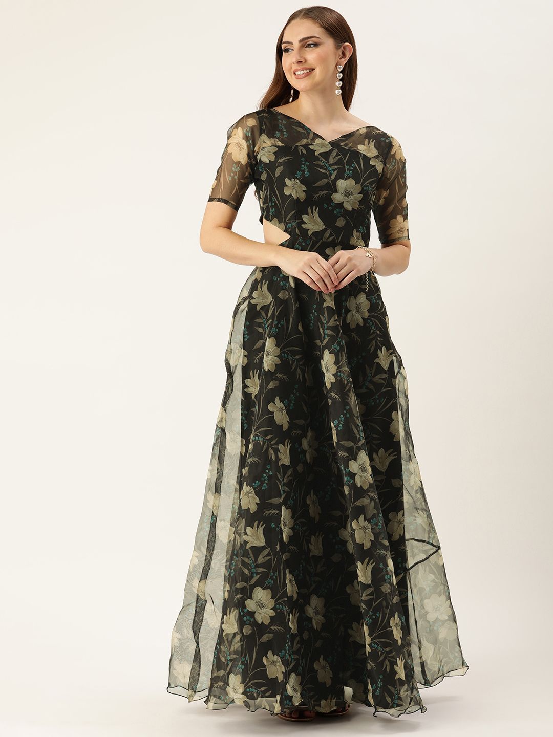 Ethnovog Floral Print Maxi Dress Price in India