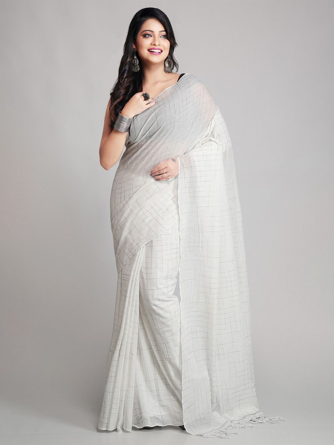 WoodenTant Abstract Woven Design Pure Cotton Saree Price in India