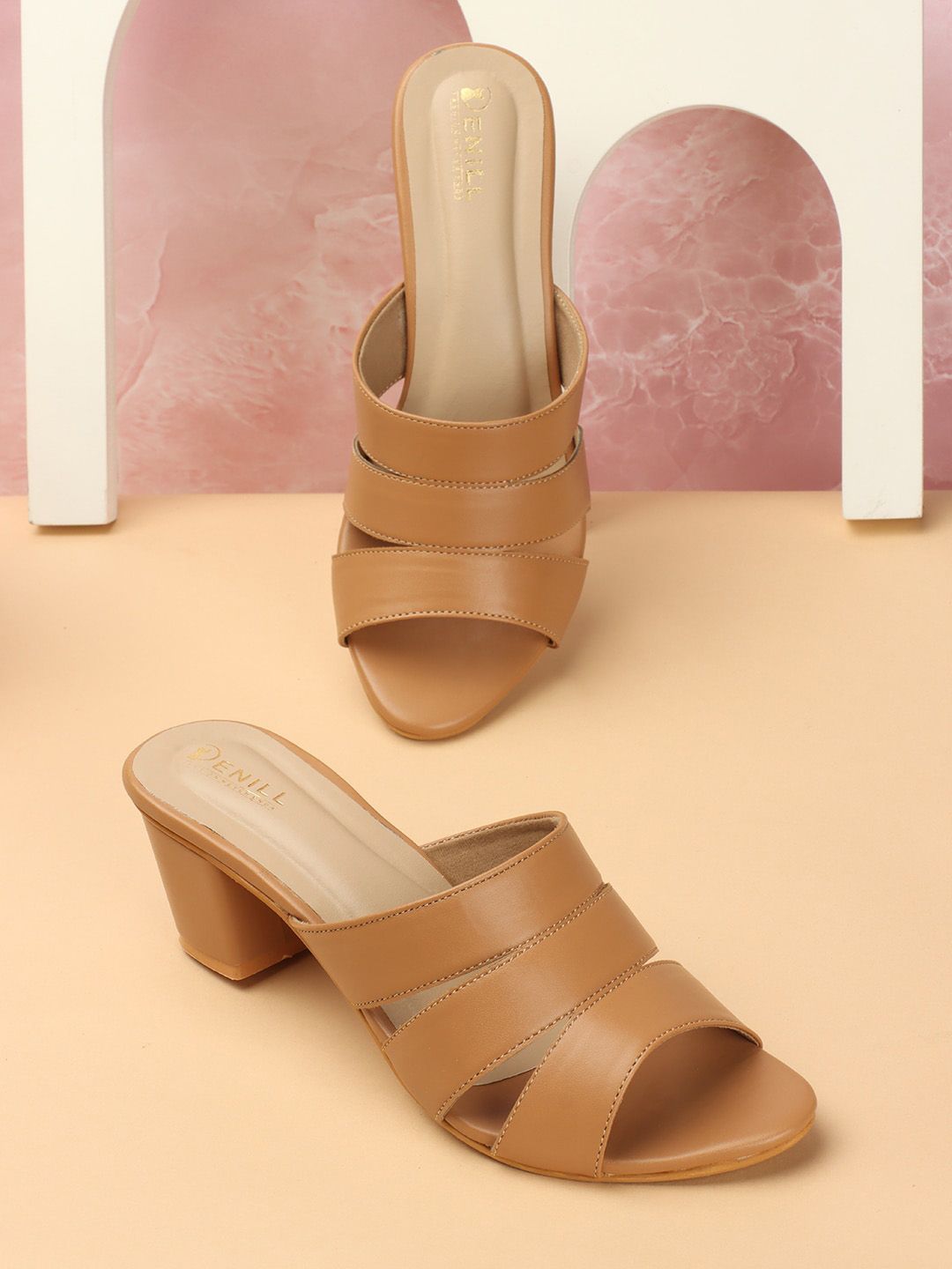 Denill Open Toe Block Heel Mules