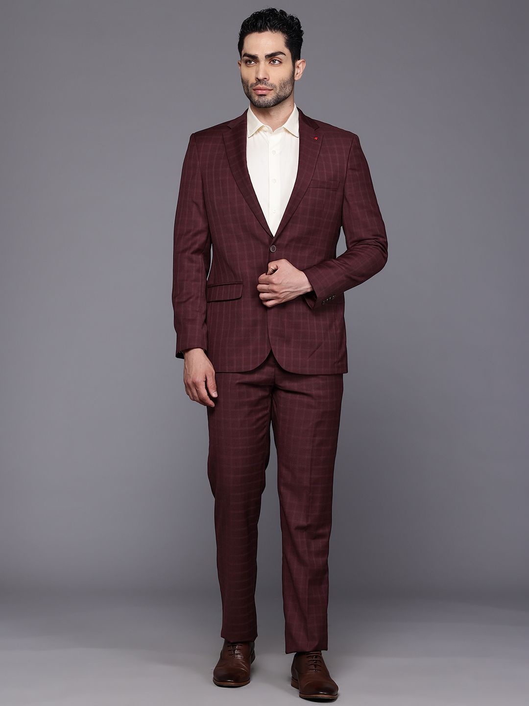Raymond Raymond Creaseless Checked Contemporary Fit 2-Piece Formal Suit