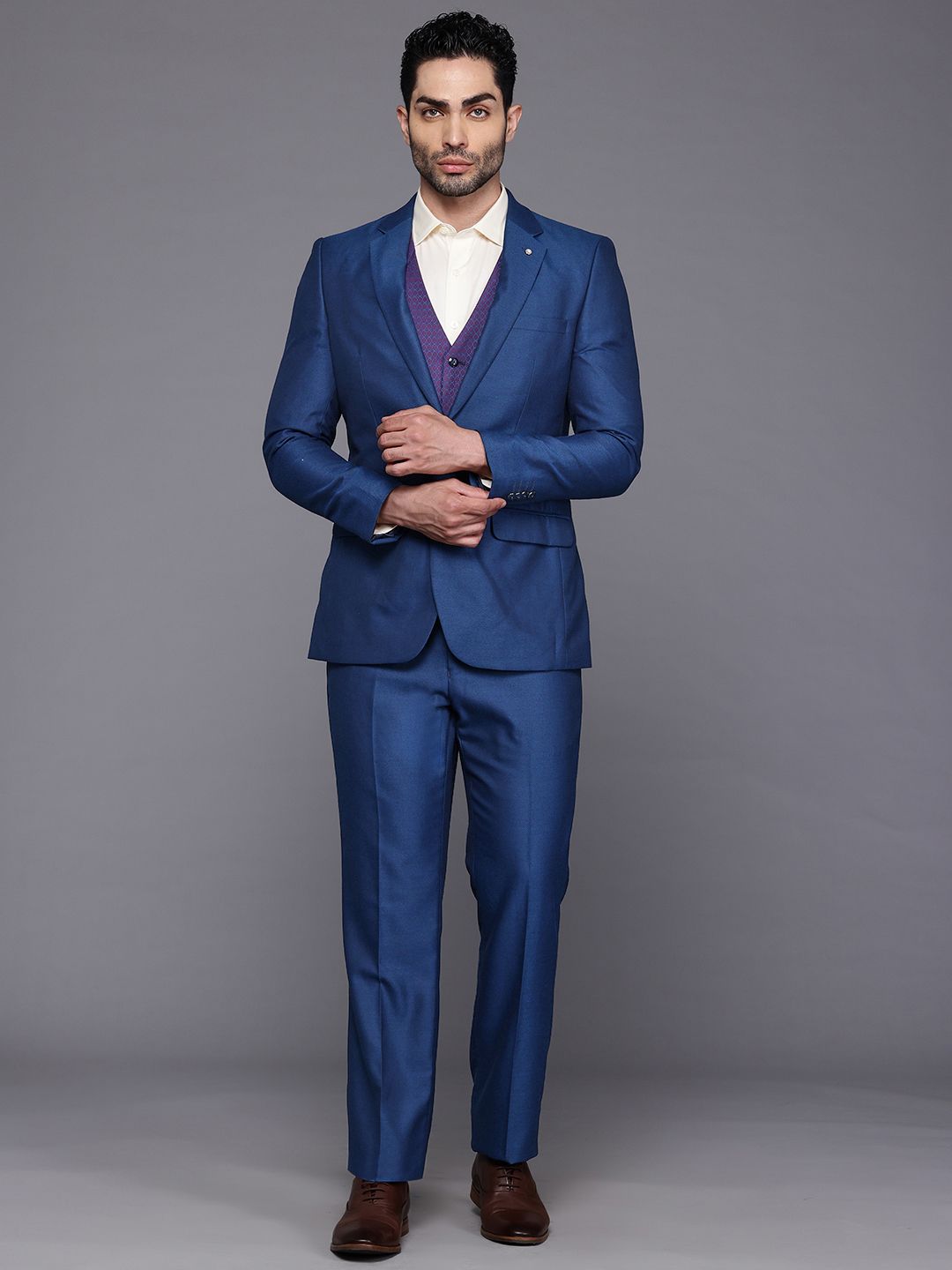 Raymond Raymond Woven Design Contemporary Fit Notched Lapel 3-Piece Suit