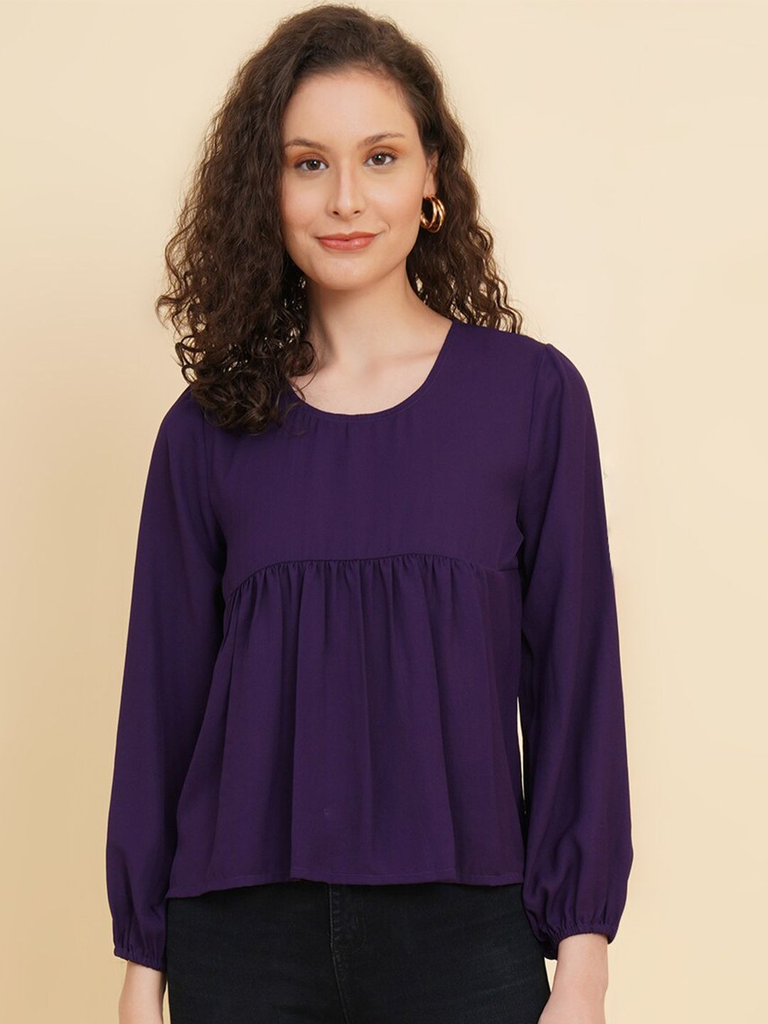RAASSIO Cuffed Sleeves Empire Top Price in India