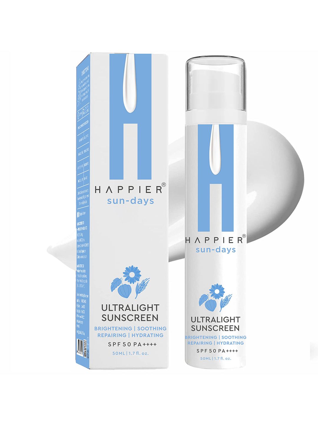 Happier Ultralight 3 in 1 Sunscreen Gel SPF 50 PA++++ with Hyaluronic Acid - 50ml