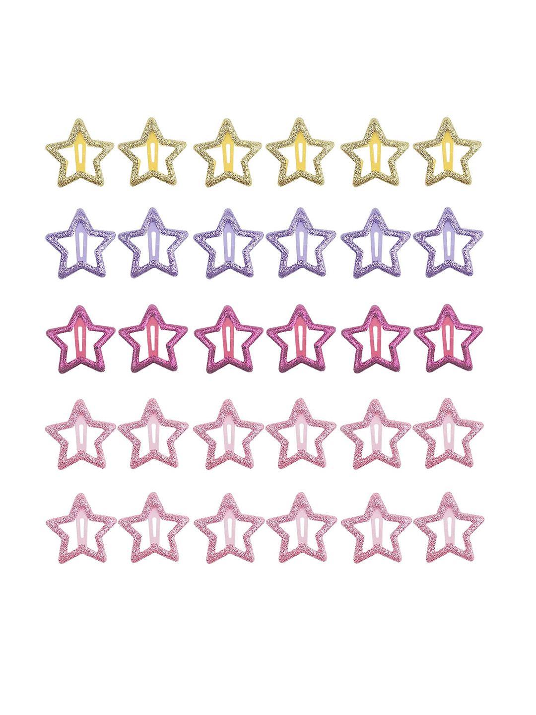 LYTIX LYTIX Girls Pack of 12 Embellished Star-Shaped Metal Tic Tac Hair Clips