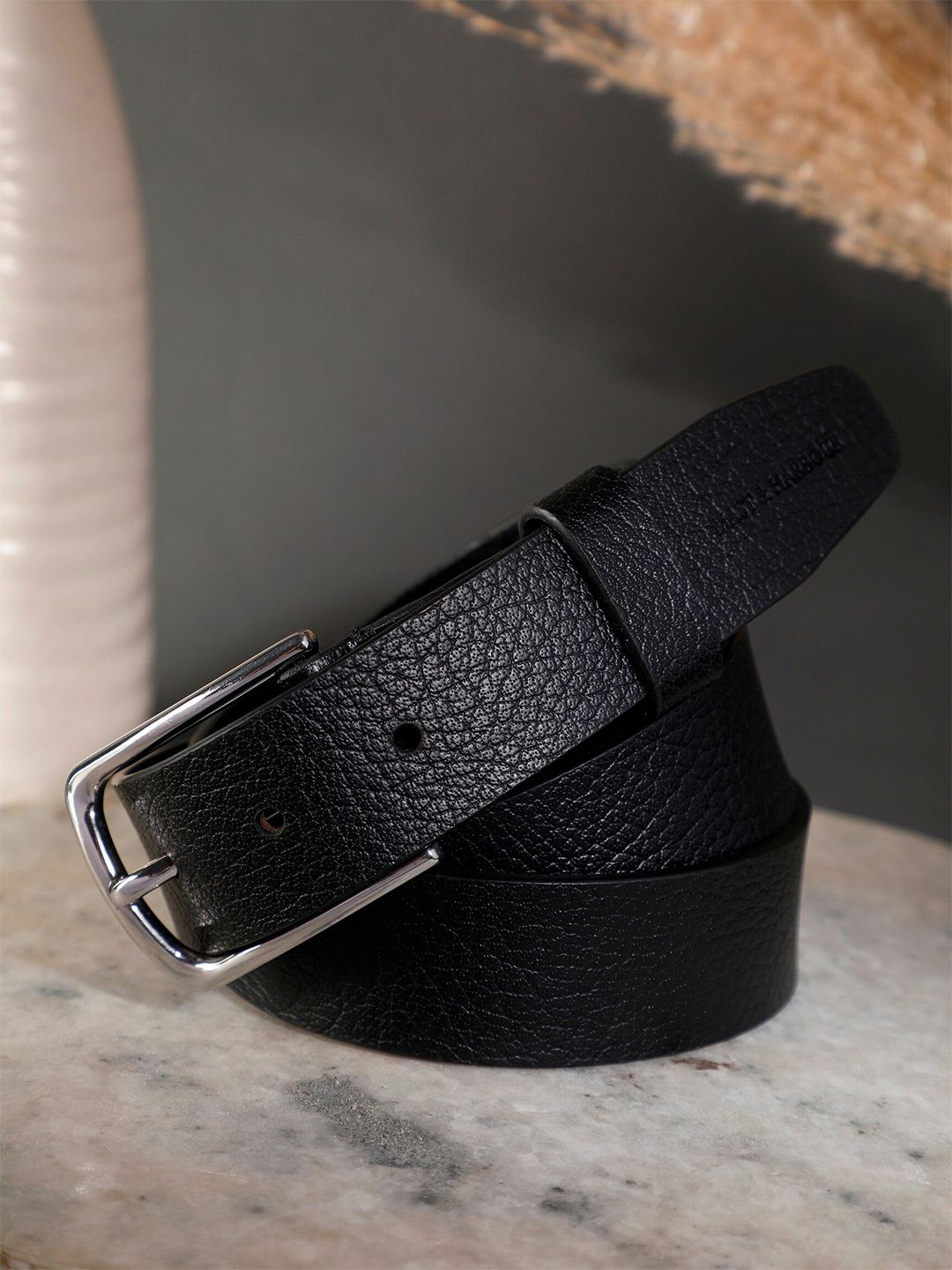 Buy Mast & Harbour Men Black Textured Leather Belt - Belts for Men