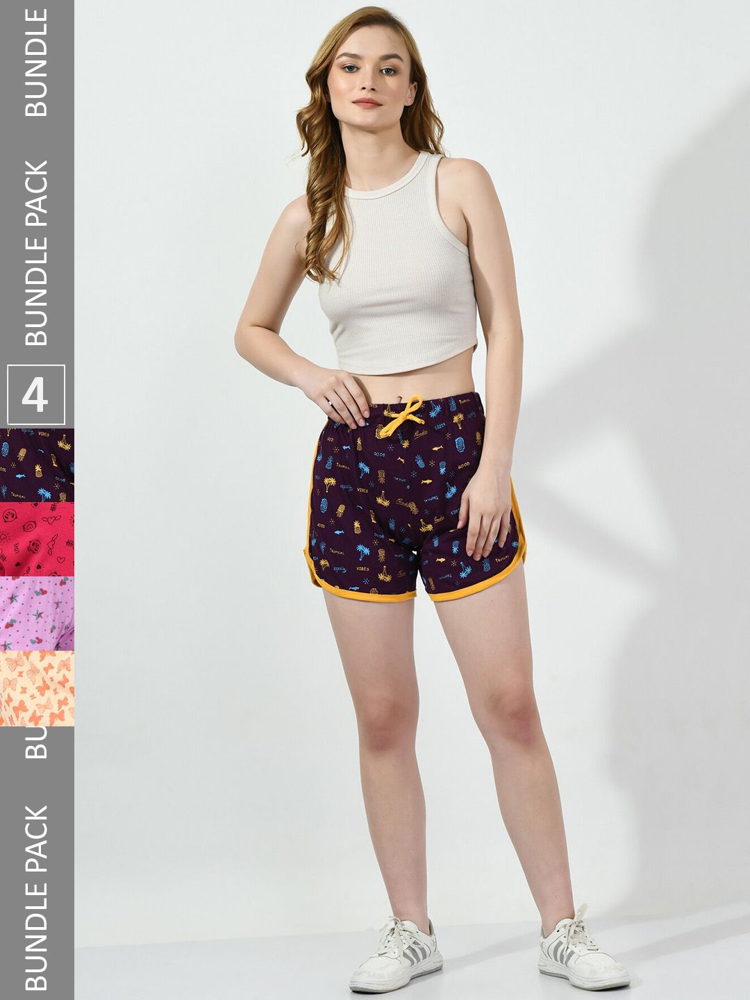 BAESD Women Multicoloured Printed High-Rise Shorts Price in India