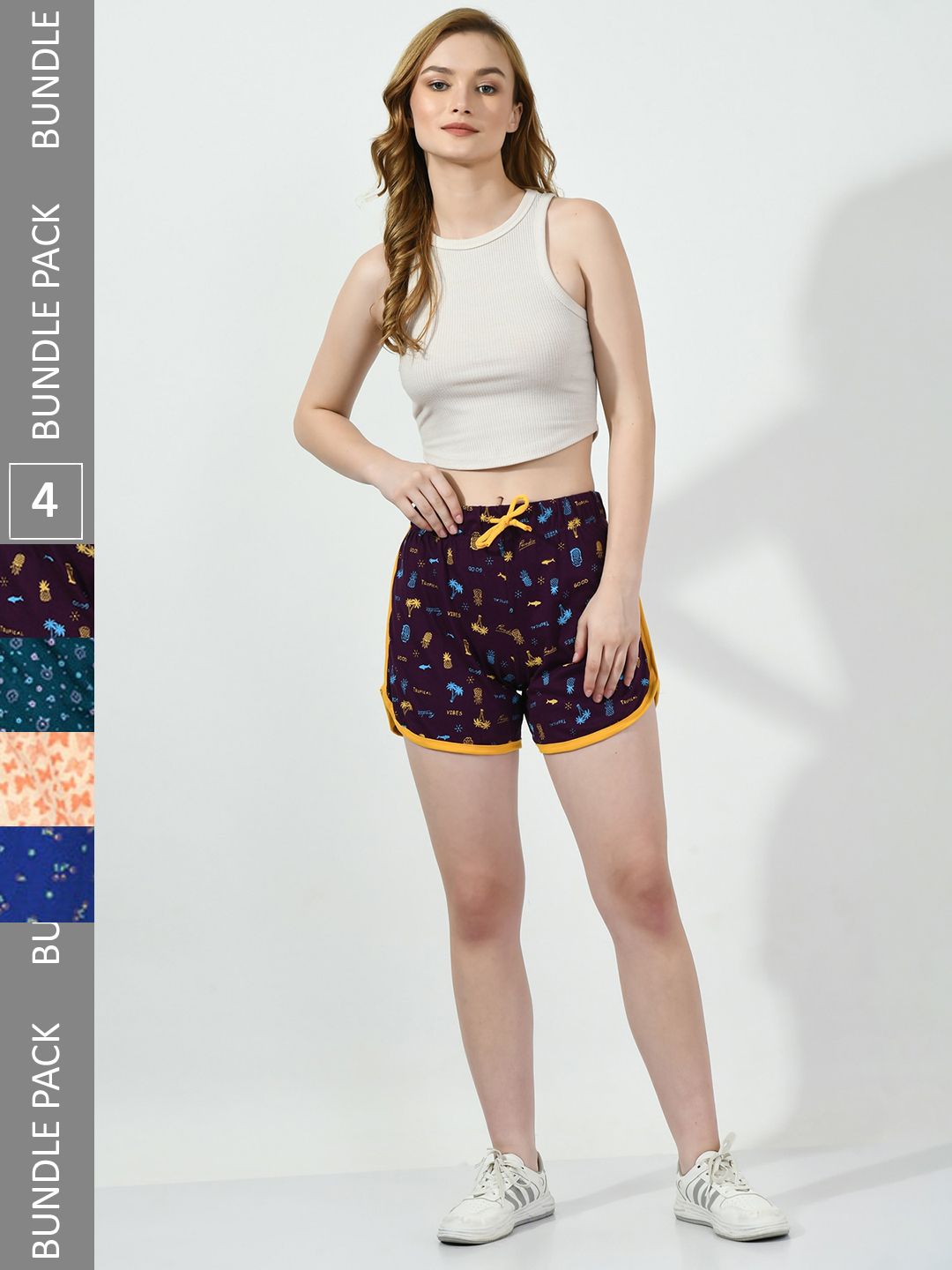 BAESD Women Multicoloured Printed High-Rise Shorts Price in India