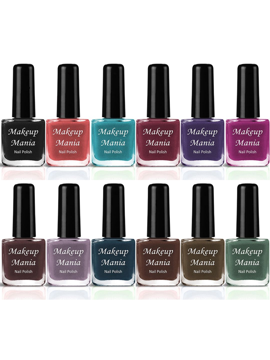 Makeup Mania Set of 12 High-Shine Long-Lasting Non-Toxic Nail Polish 6ml Each - Shade 203