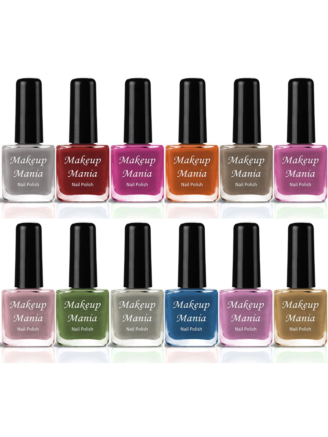 Makeup Mania Set of 12 High-Shine Long-Lasting Non-Toxic Nail Polish 6ml Each - Shade 210