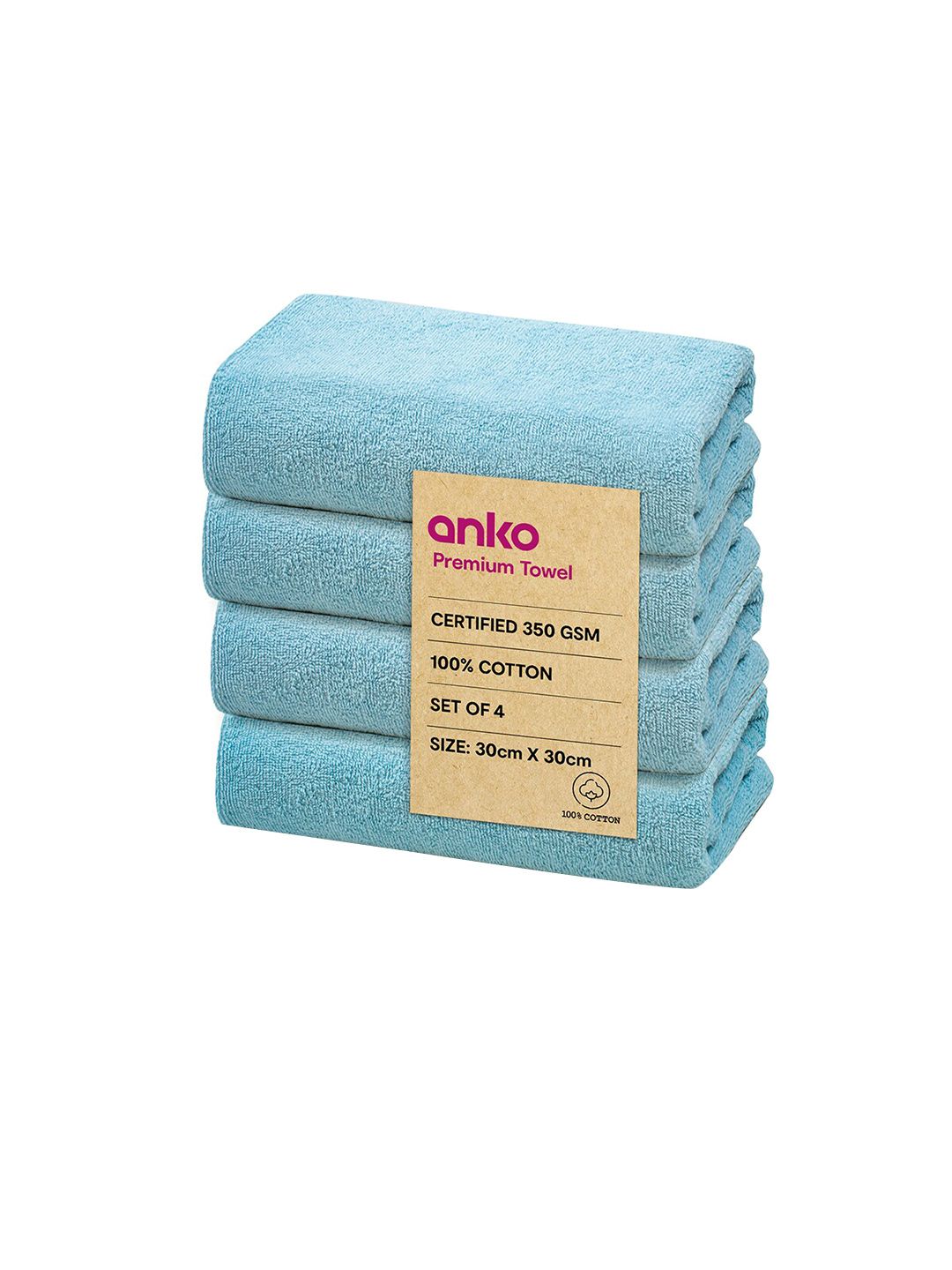 Anko Blue Mist Pure Cotton Madison Antibacteria Face Towel Set of 8