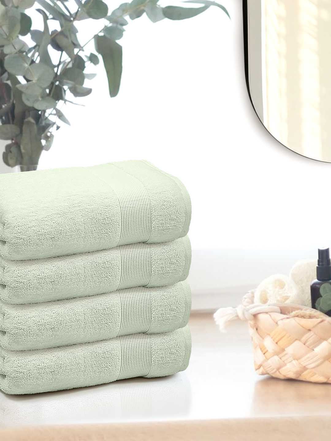Anko Light Green 670 GSM Pure Cotton Antibacteria Face Towel Set of 4