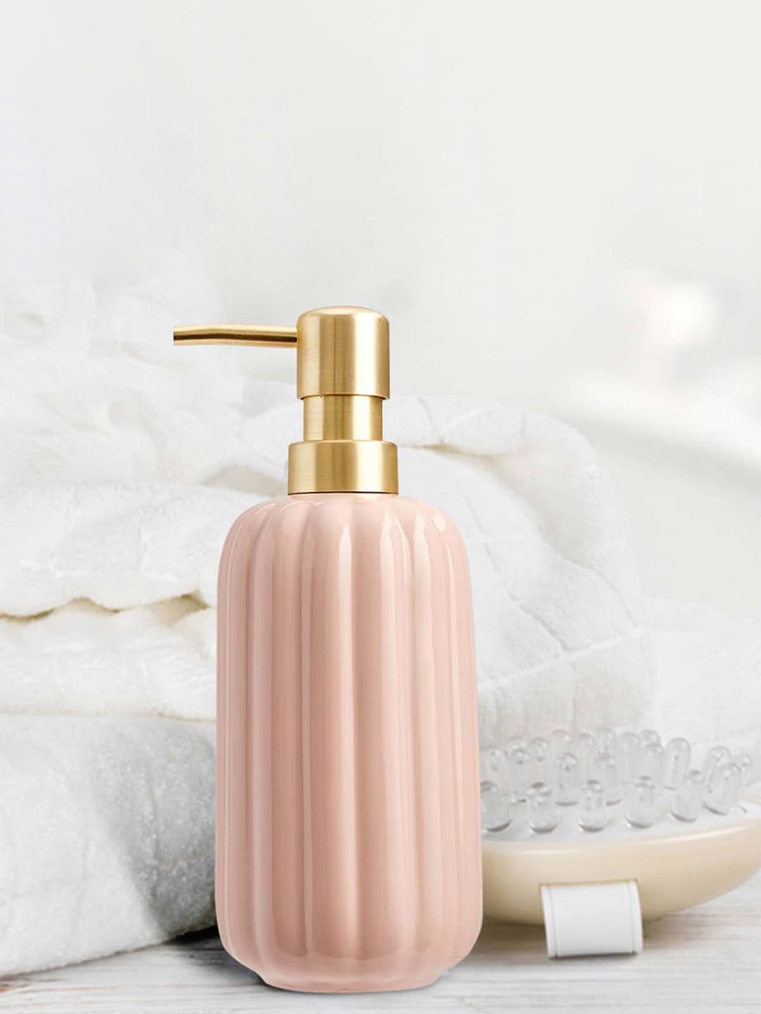 Anko Beige Ribbed Soap Dispenser - 400 ML