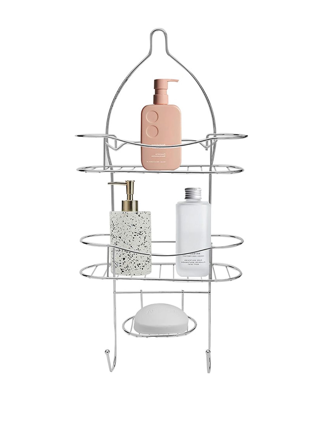 Anko Chrome Xl Shower Caddy Silver-Toned Metal Hanging Organizer