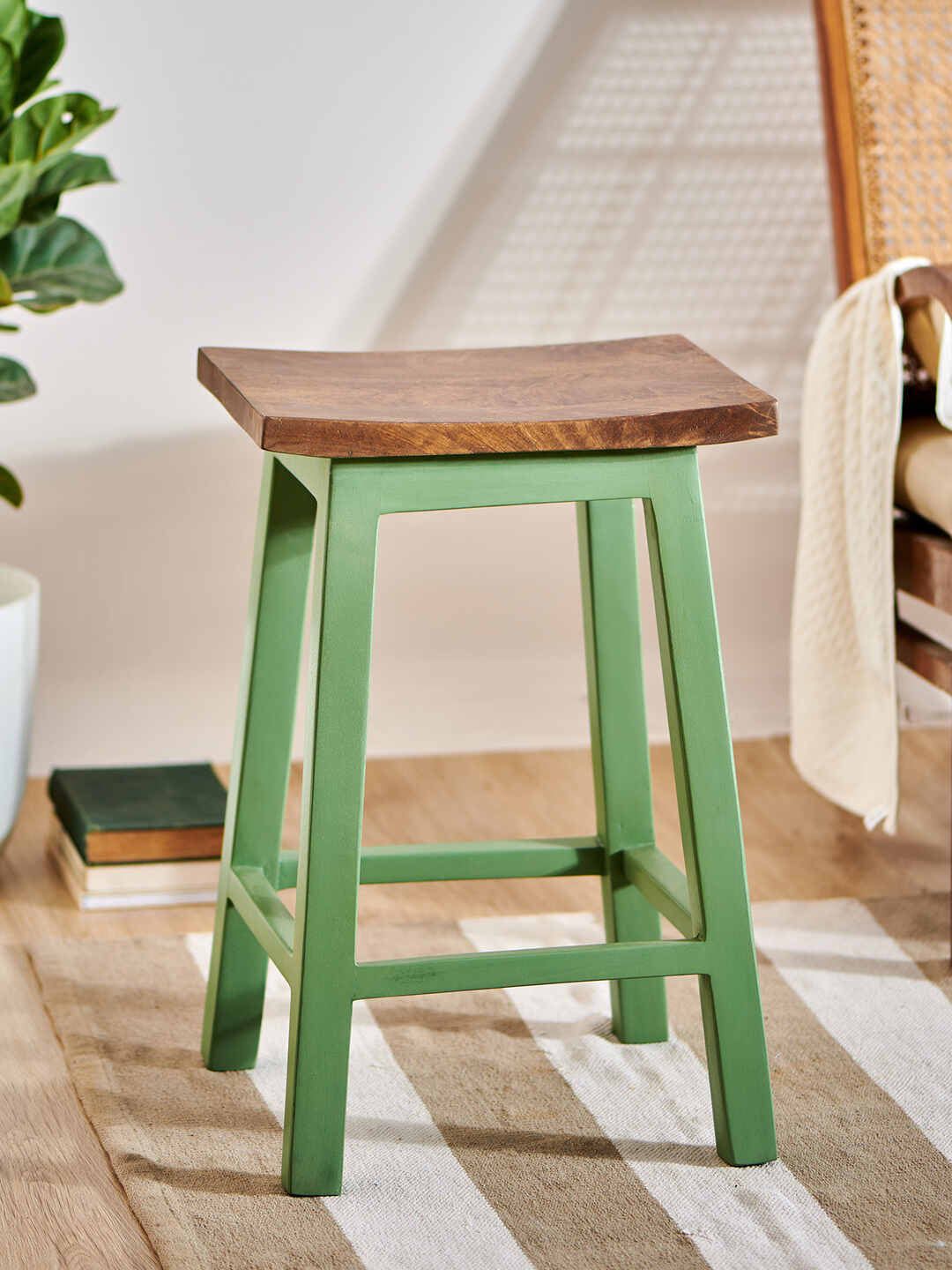 Chumbak Green & Brown Square Ottomans