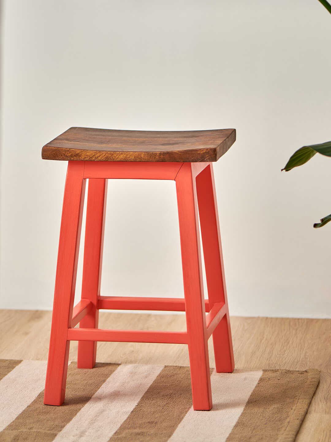 Chumbak Neighbourhood Bar Pink & Brown Square Ottoman