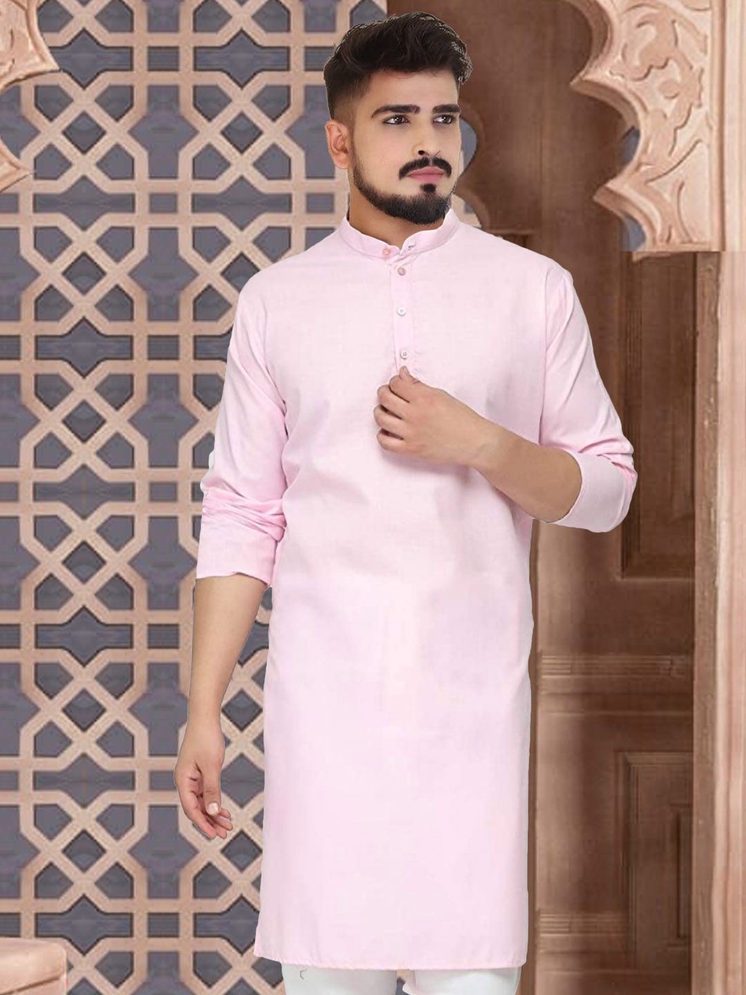 CELLUX Band Collar Long Sleeves Straight Kurta
