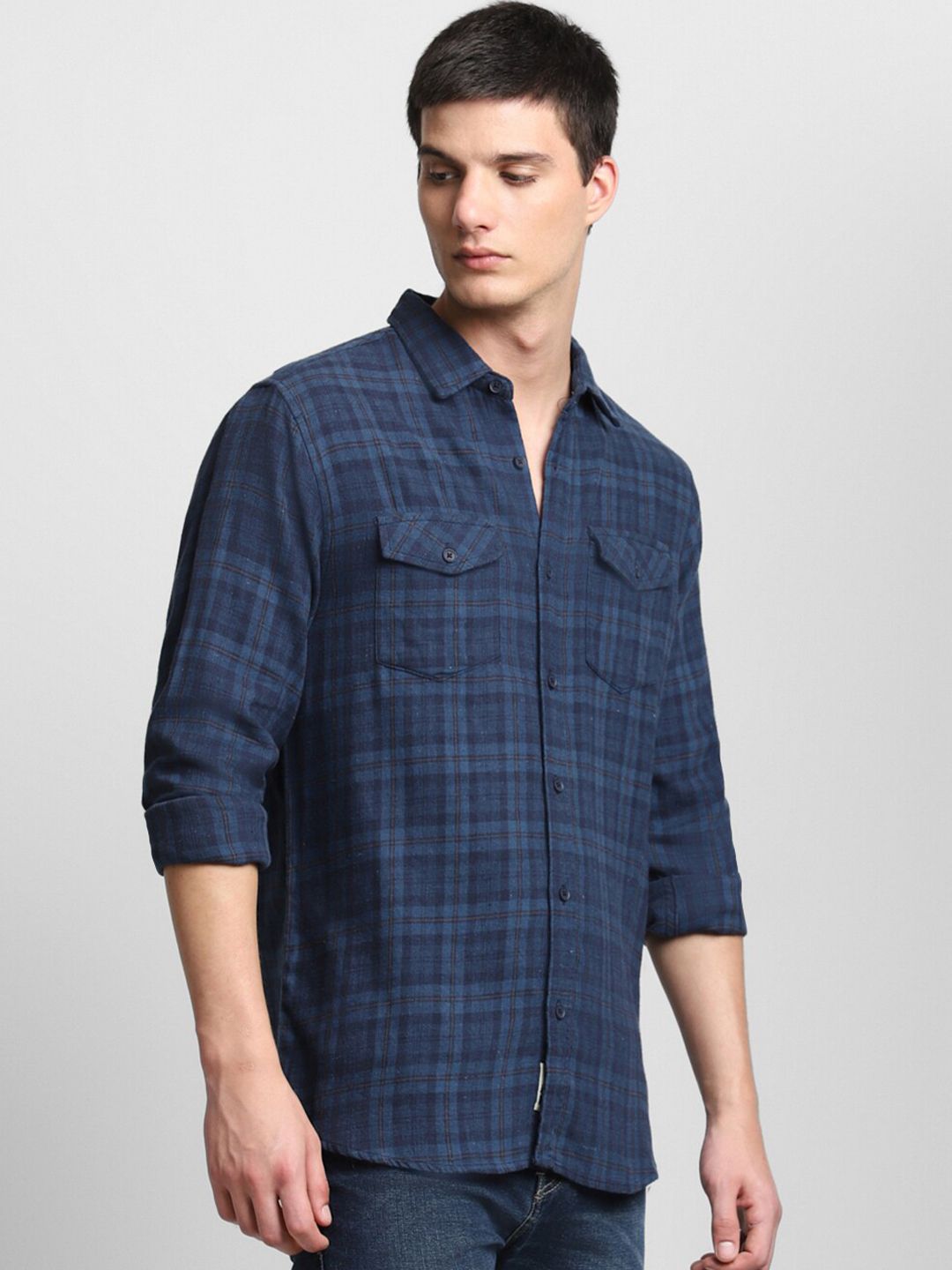 Dennis Lingo Slim Fit Tartan Checked Pure Cotton Casual Shirt