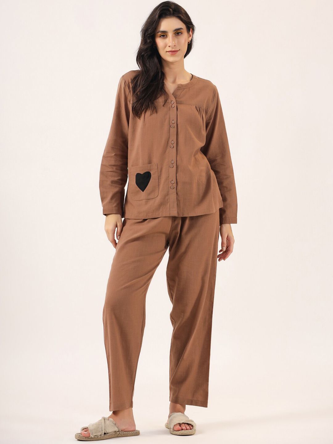 SANSKRUTIHOMES Mandarin Collar Pure Cotton Night suit deal from myntra