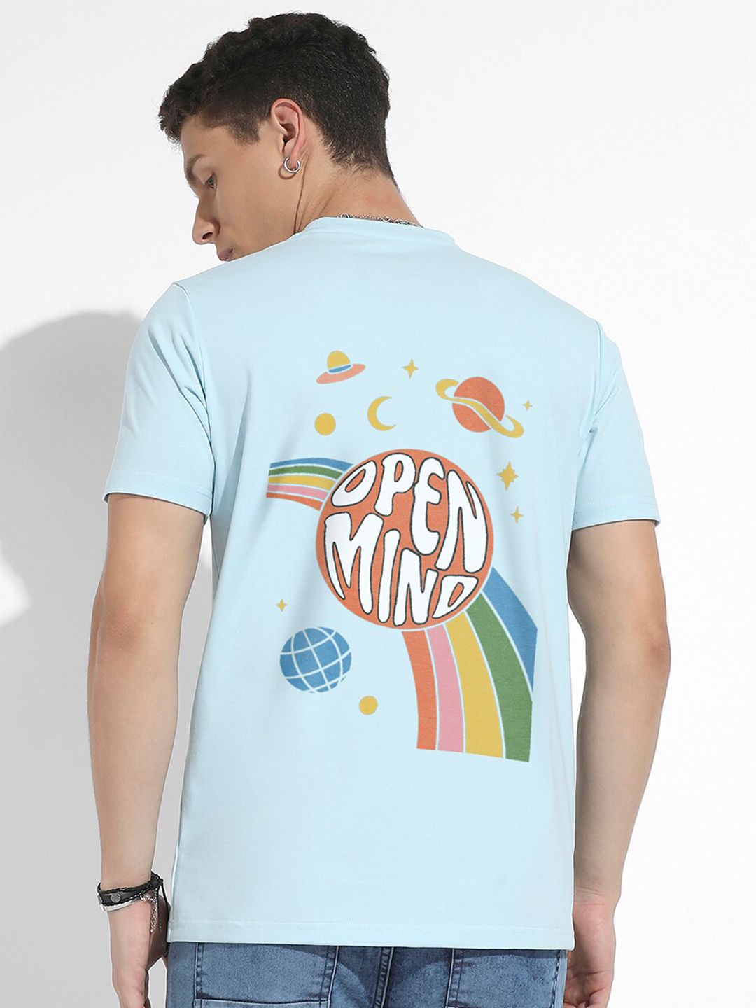 CAHOOT Blue Graphic Printed Cotton T-shirt