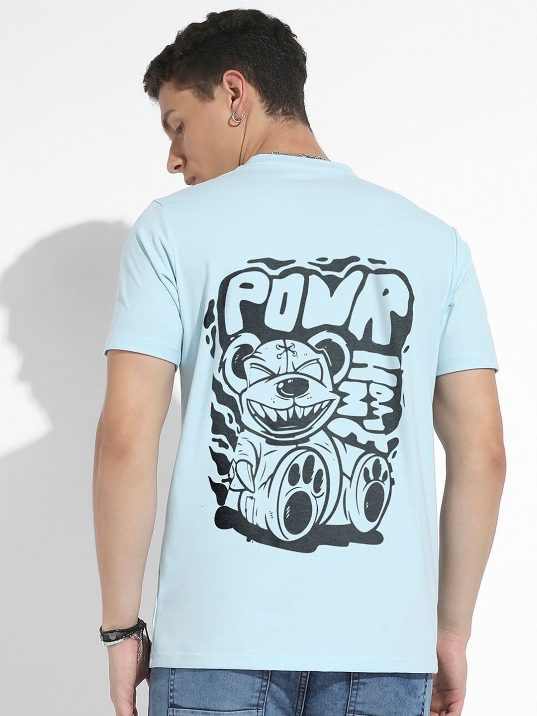 CAHOOT Campus Sutra Blue Graphic Printed Cotton Casual T-shirt