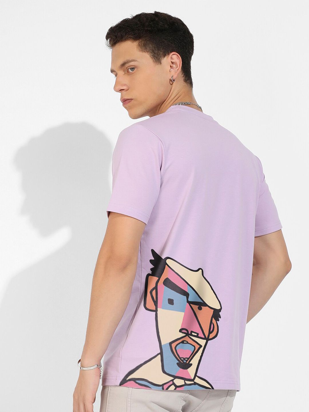 CAHOOT Campus Sutra Lavender Graphic Printed Cotton Casual T-shirt