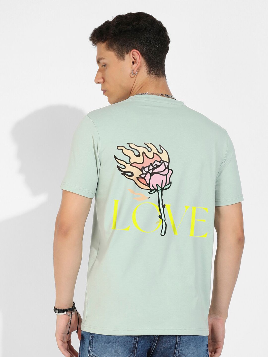 CAHOOT Campus Sutra Green Graphic Printed Cotton T-shirt