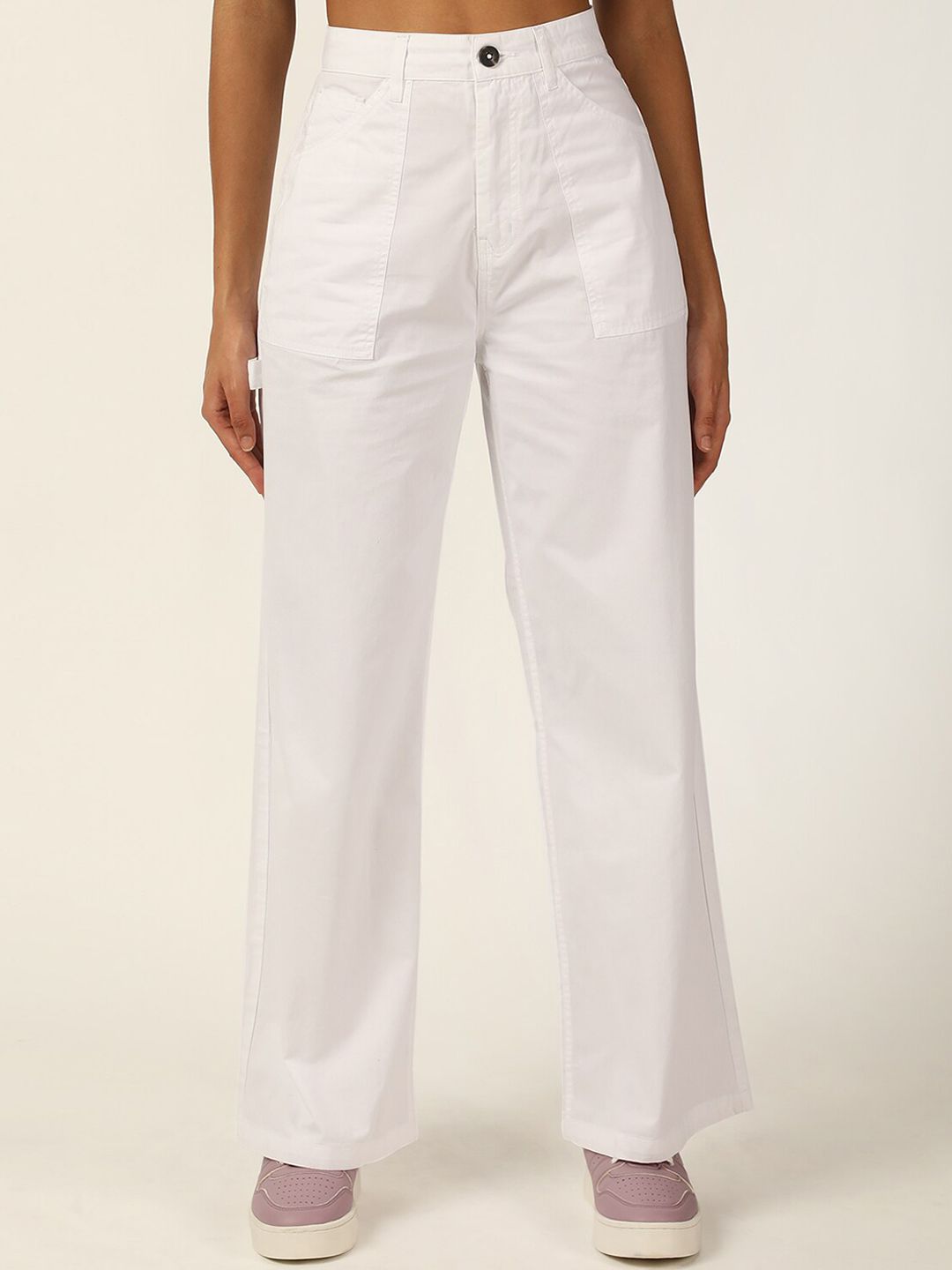FOREVER 21 Women High-Rise Pure Cotton Trousers Price in India